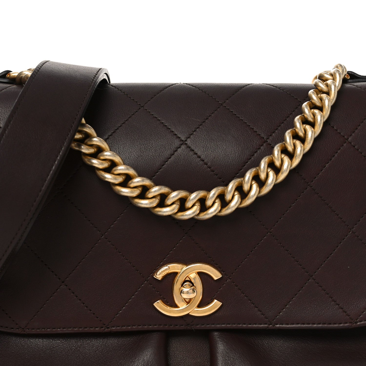 Calfskin Stitched Small Paris in Rome Messenger Brown