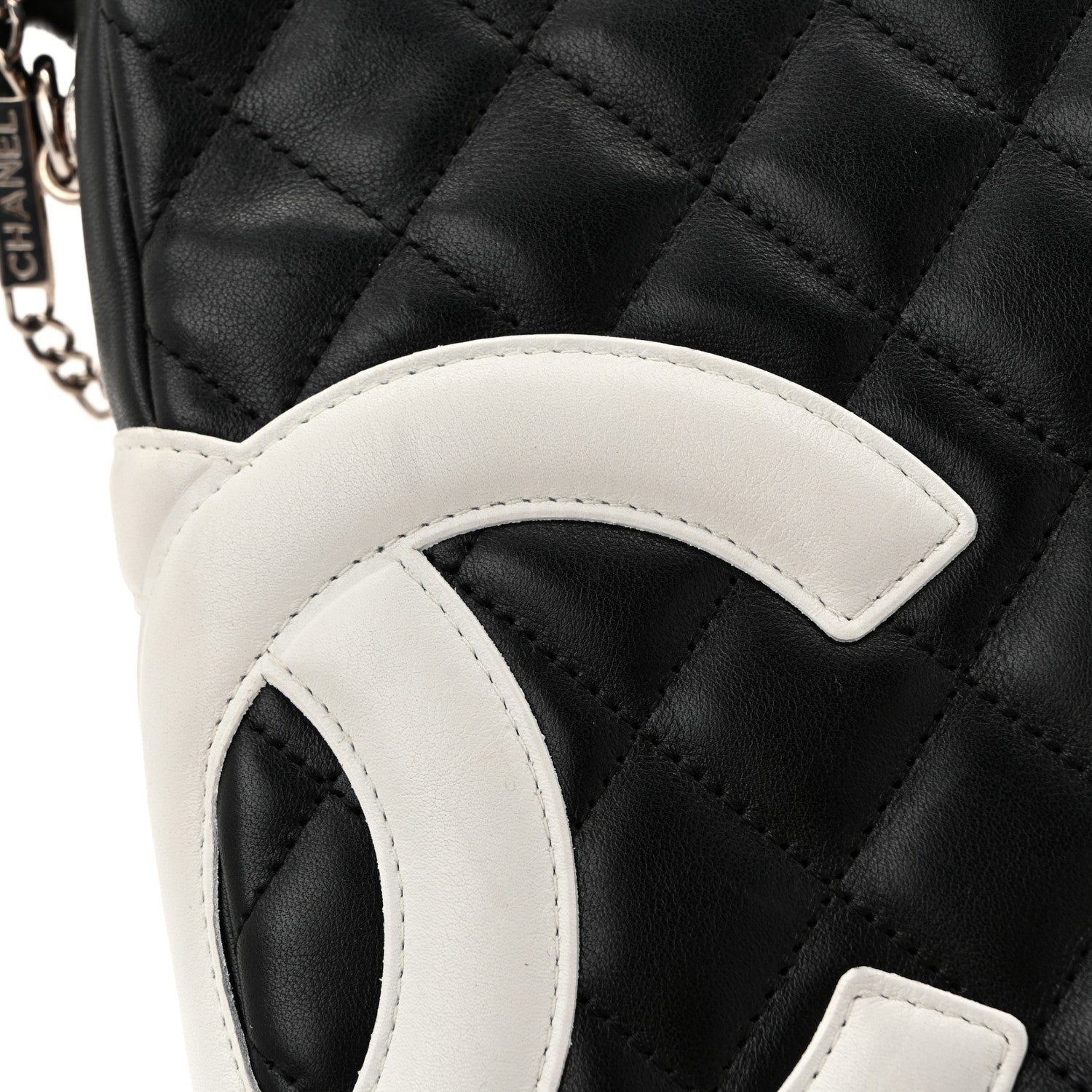 Calfskin Quilted Medium Cambon Messenger Black White