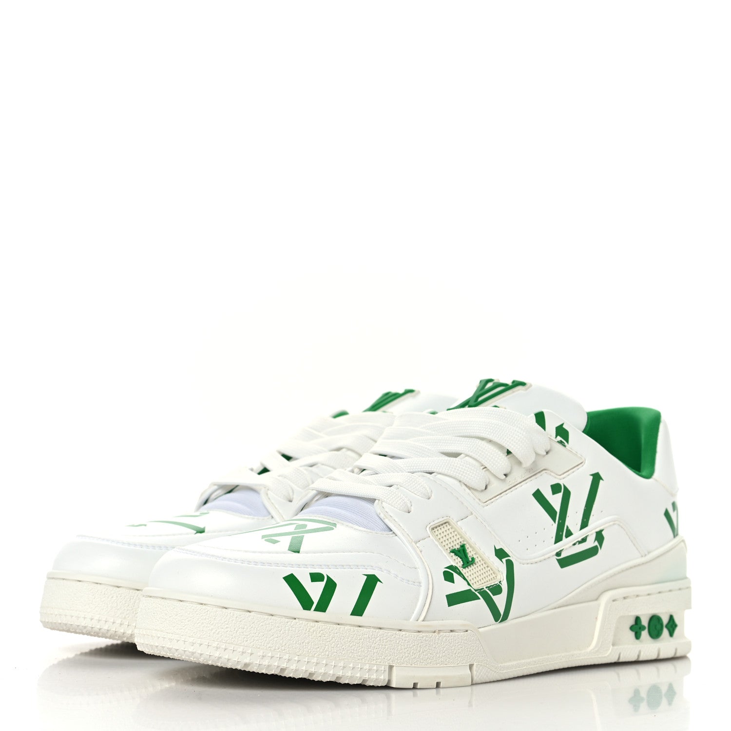 Mens LV Trainer Upcycling Sneakers 9 White Green