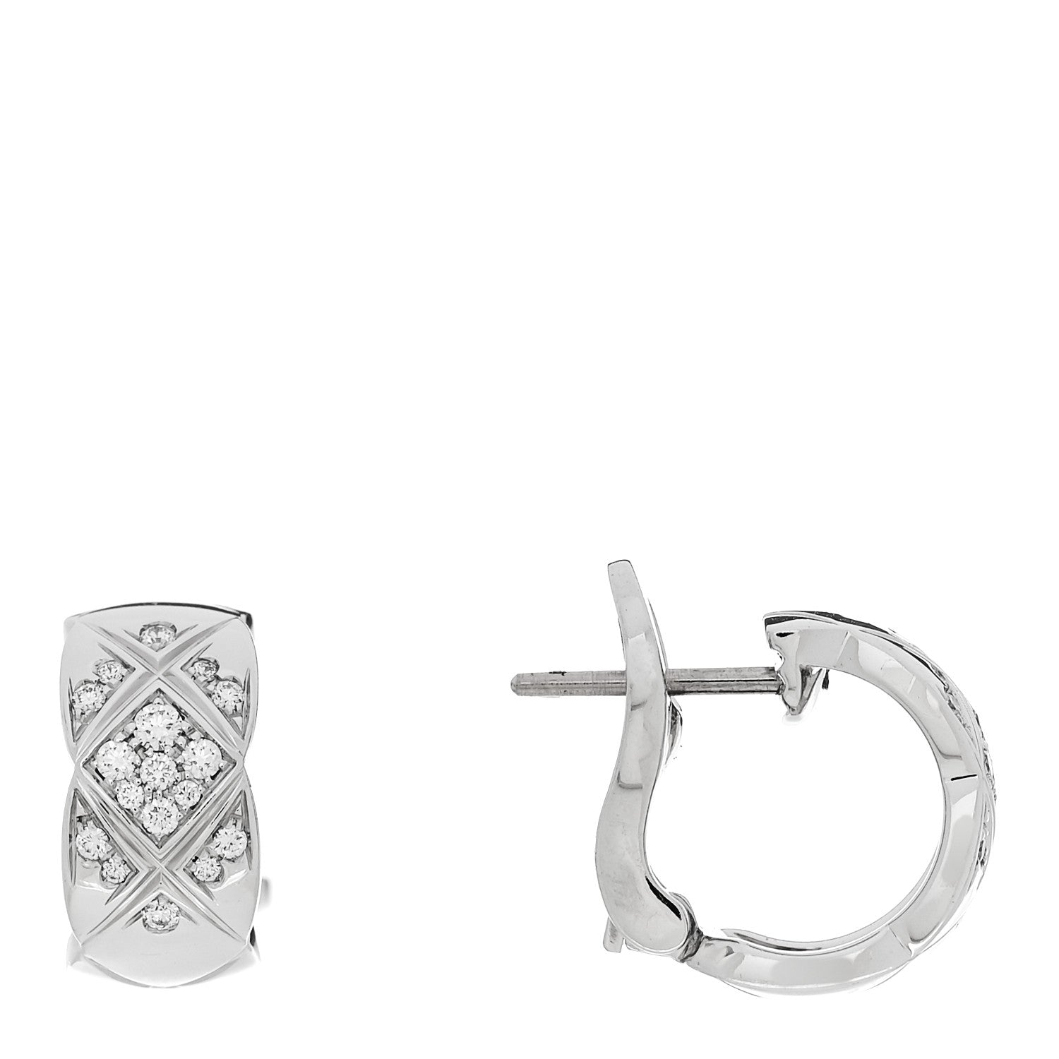 18K White Gold Diamond Coco Crush Wide Hoop Earrings