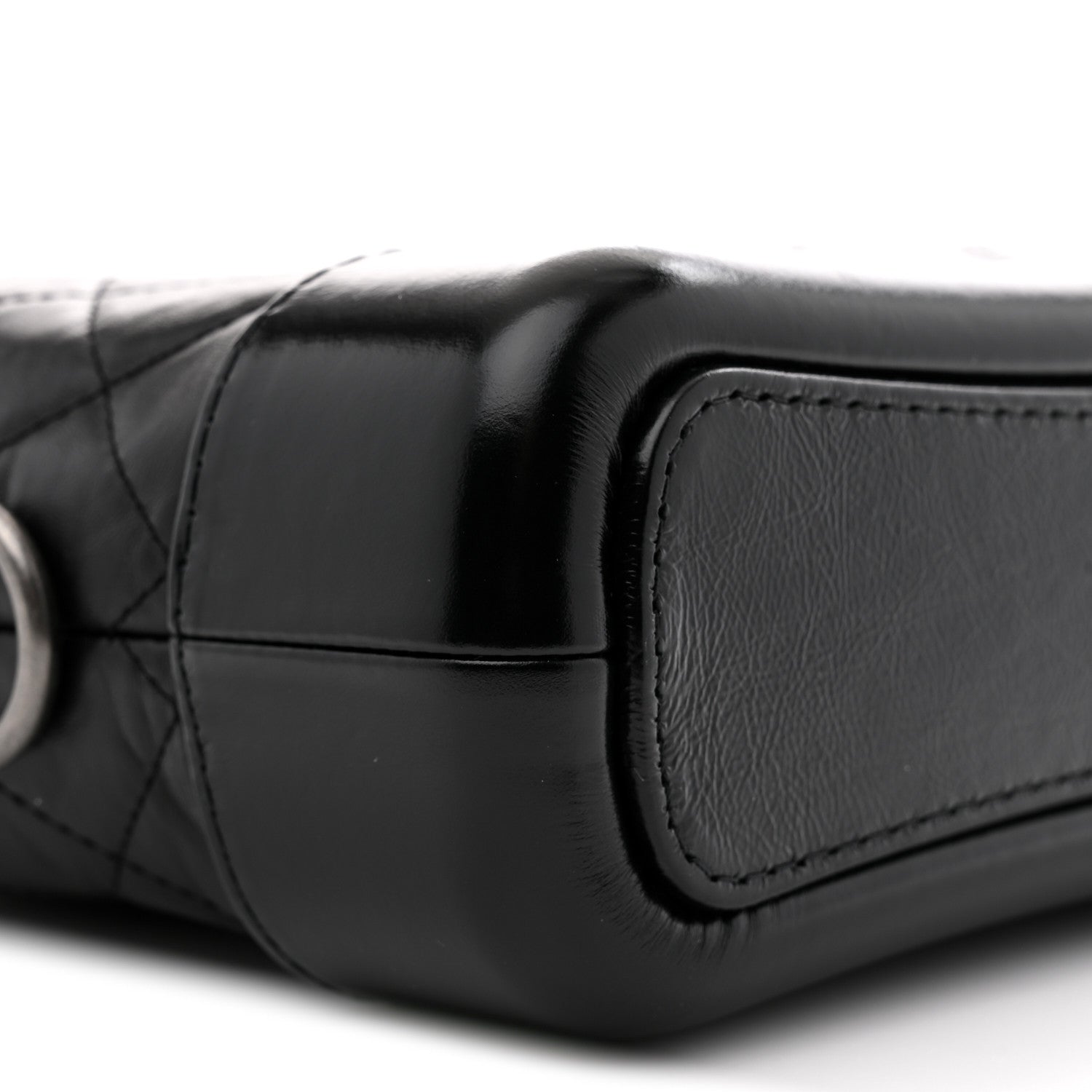 Aged Calfskin Quilted Small Gabrielle Hobo Black