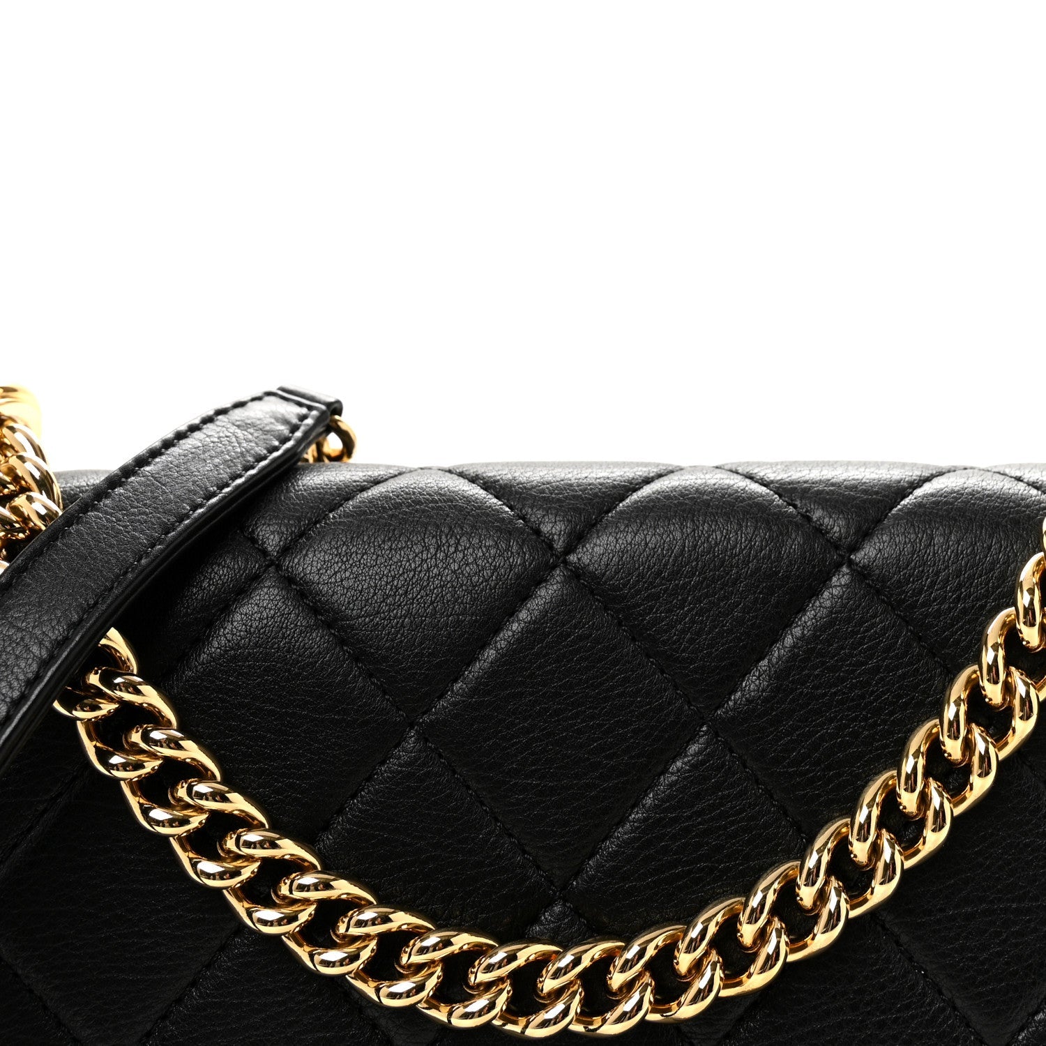 Calfskin Quilted Small Underline Flap Black