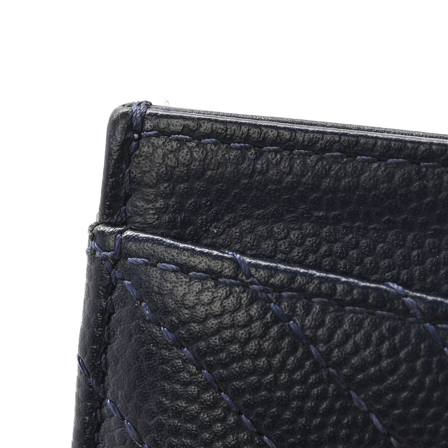 Caviar Chevron Quilted Card Holder Navy Blue