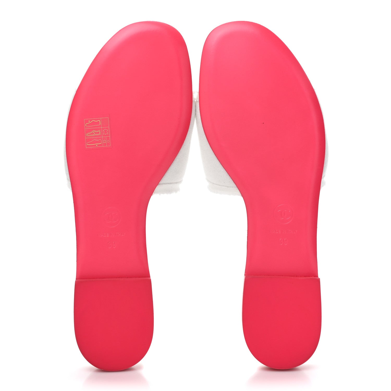 Jersey Knit CC Mules 39 White Fuchsia