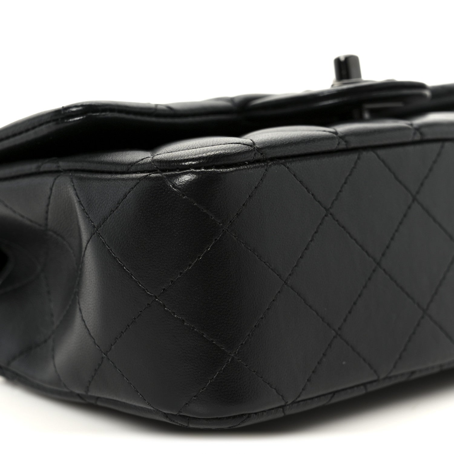 Lambskin Quilted Mini Top Handle Rectangular Flap So Black
