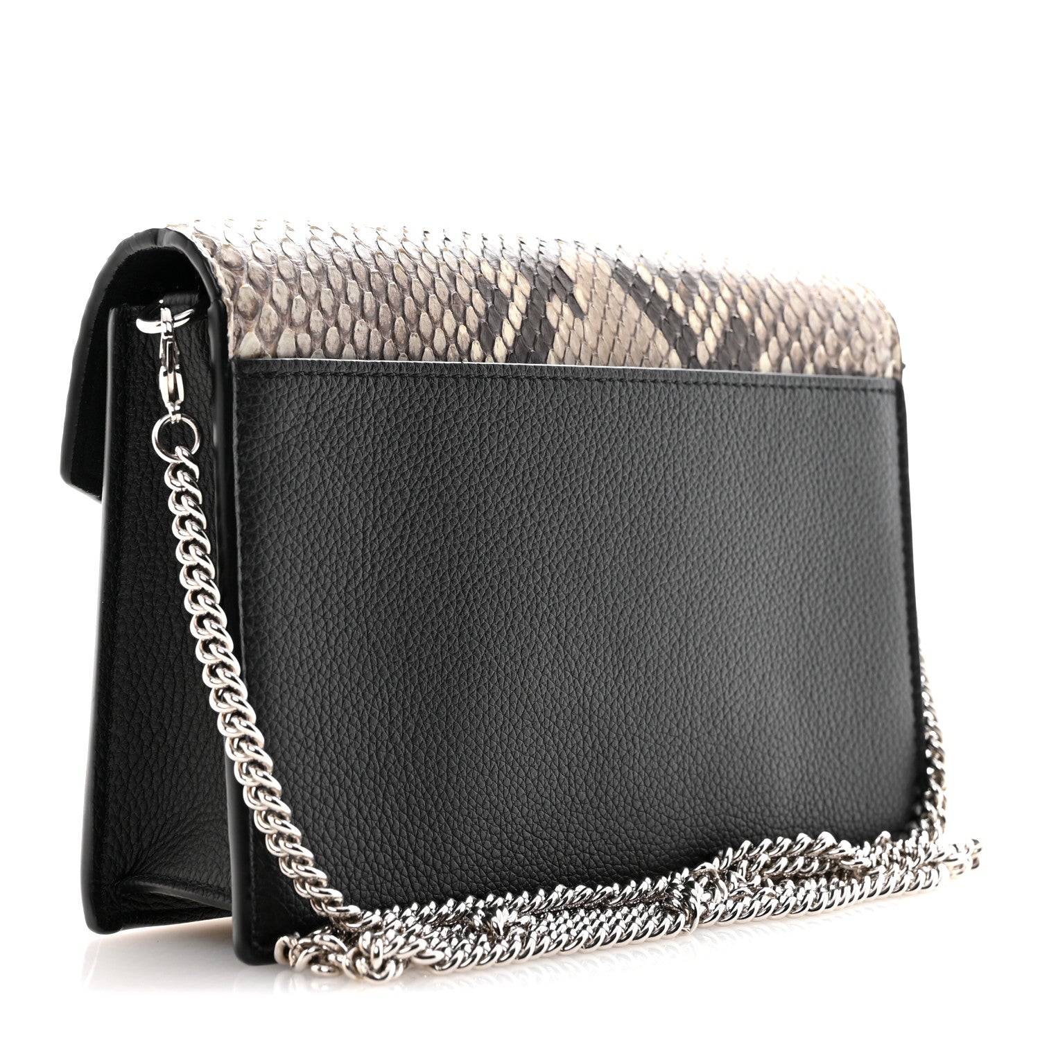 Soft Calfskin Snakeskin My Lockme Chain Bag Pochette Black