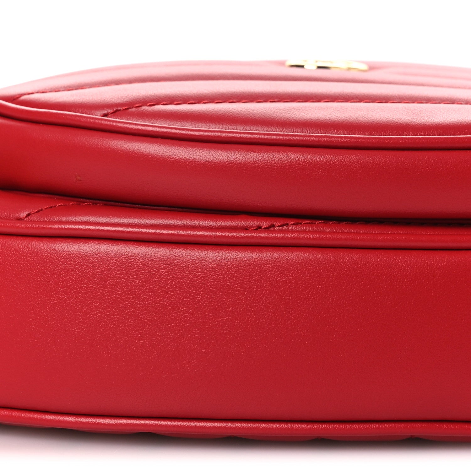 Calfskin Matelasse Diagonal Mini Interlocking G Heart Shoulder Bag Hibiscus Red