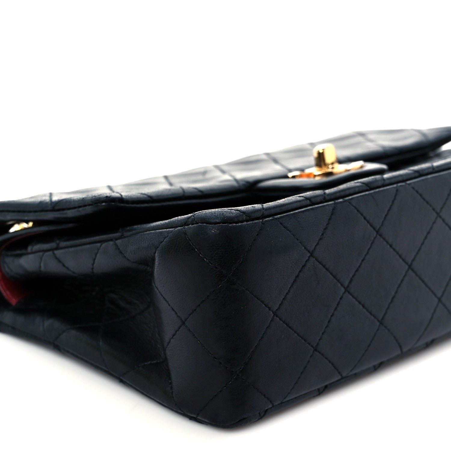 Lambskin Quilted Small Double Flap Black