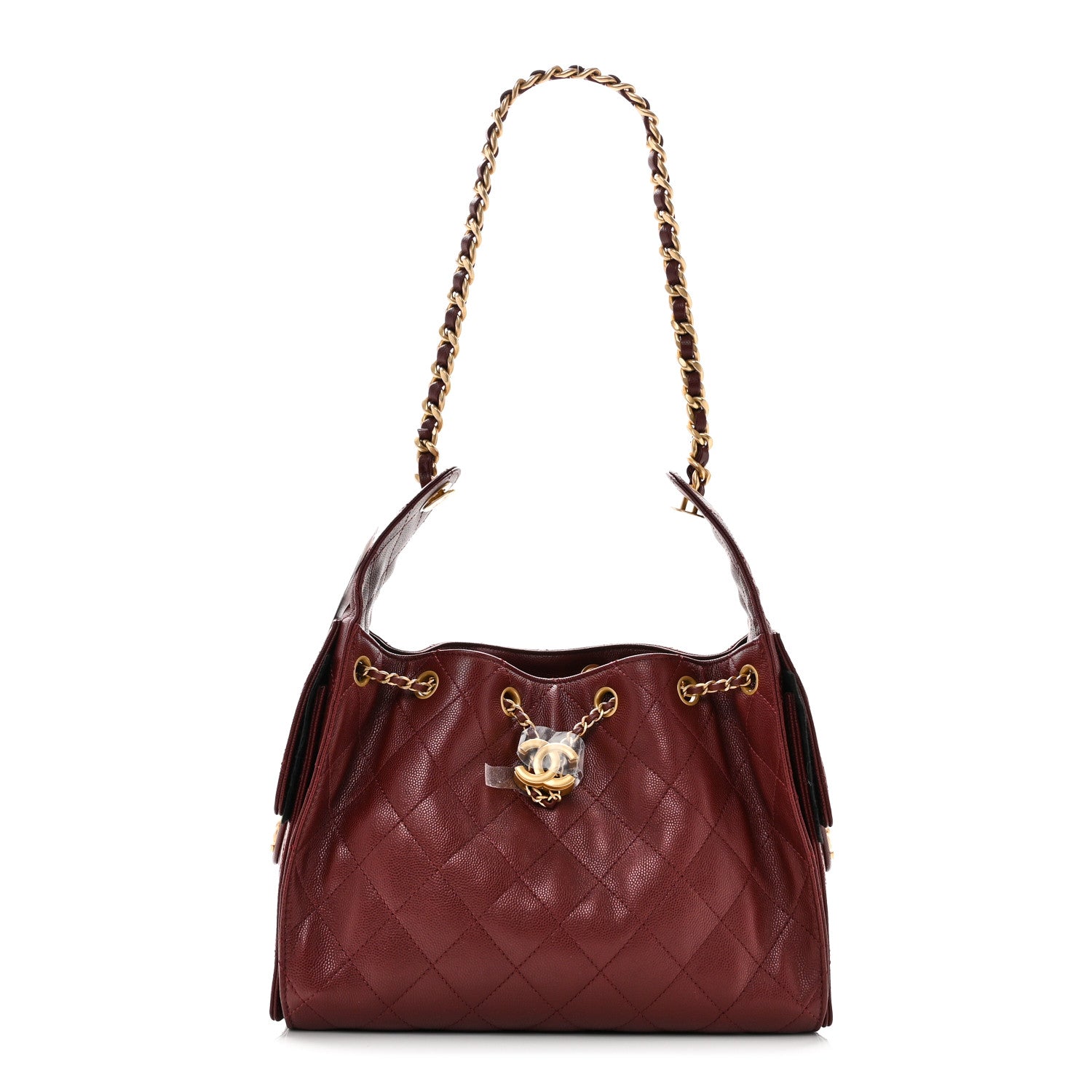Caviar Quilted Small Chanel 25 Handbag Burgundy