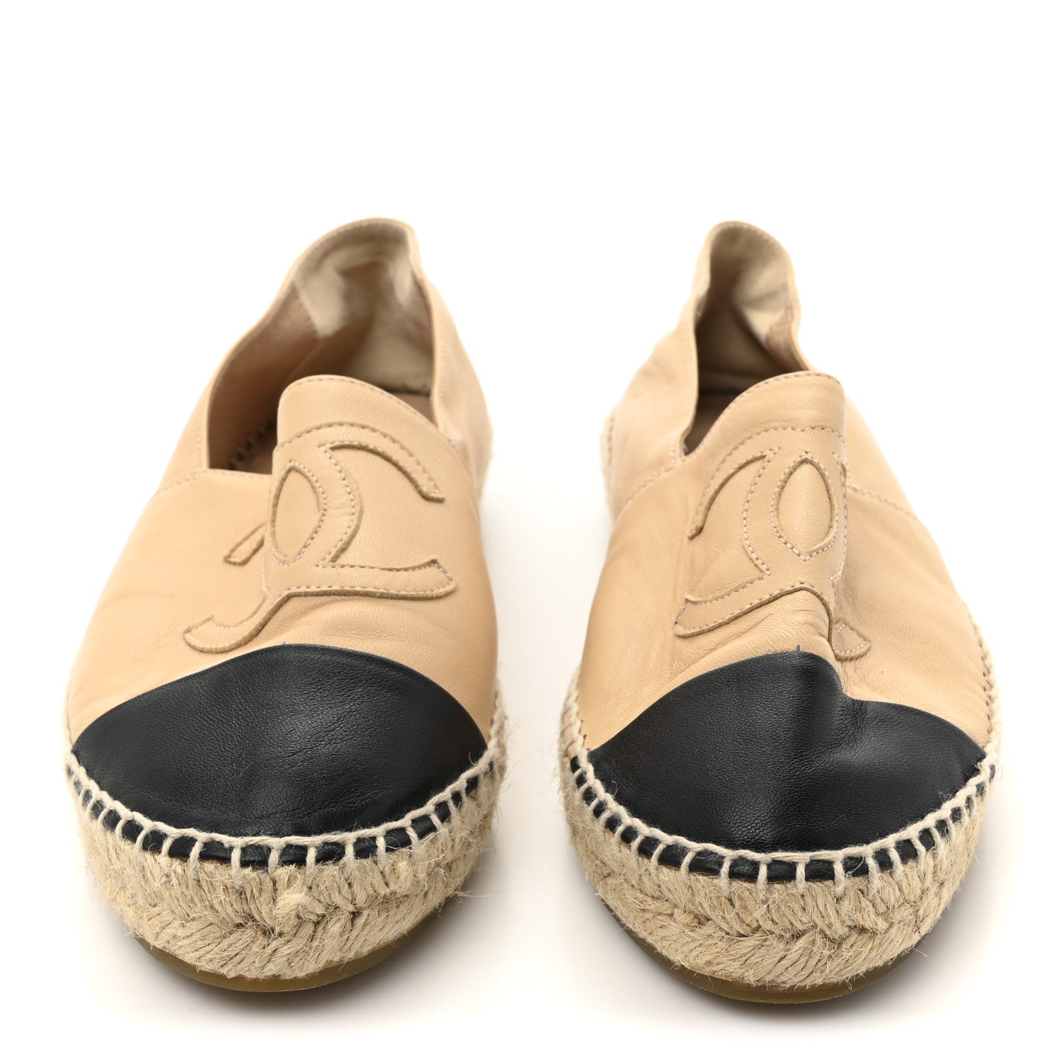 Lambskin CC Espadrilles 38 Beige Black