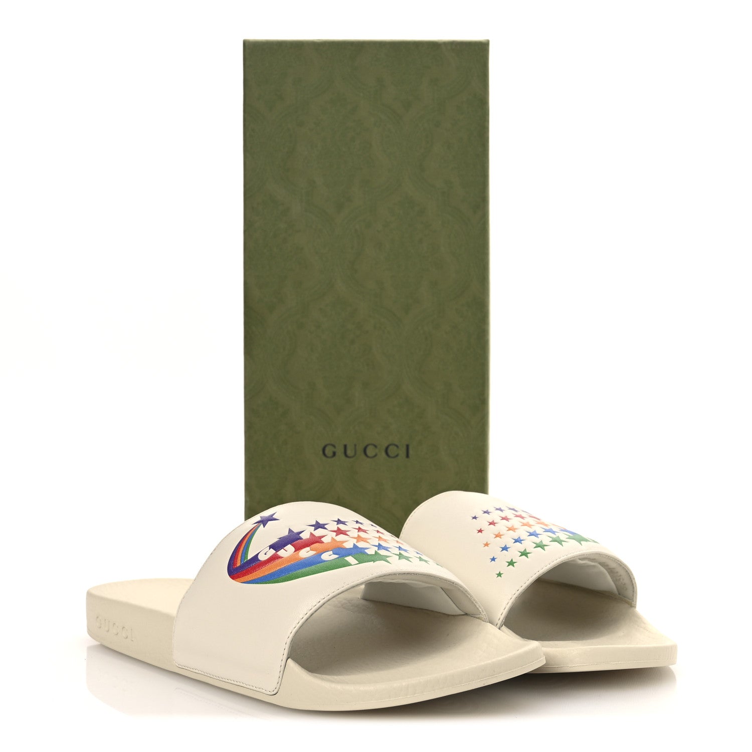 Nappa Interlocking G Rainbow Womens Pursuit Slide Sandals 41 Mystic White