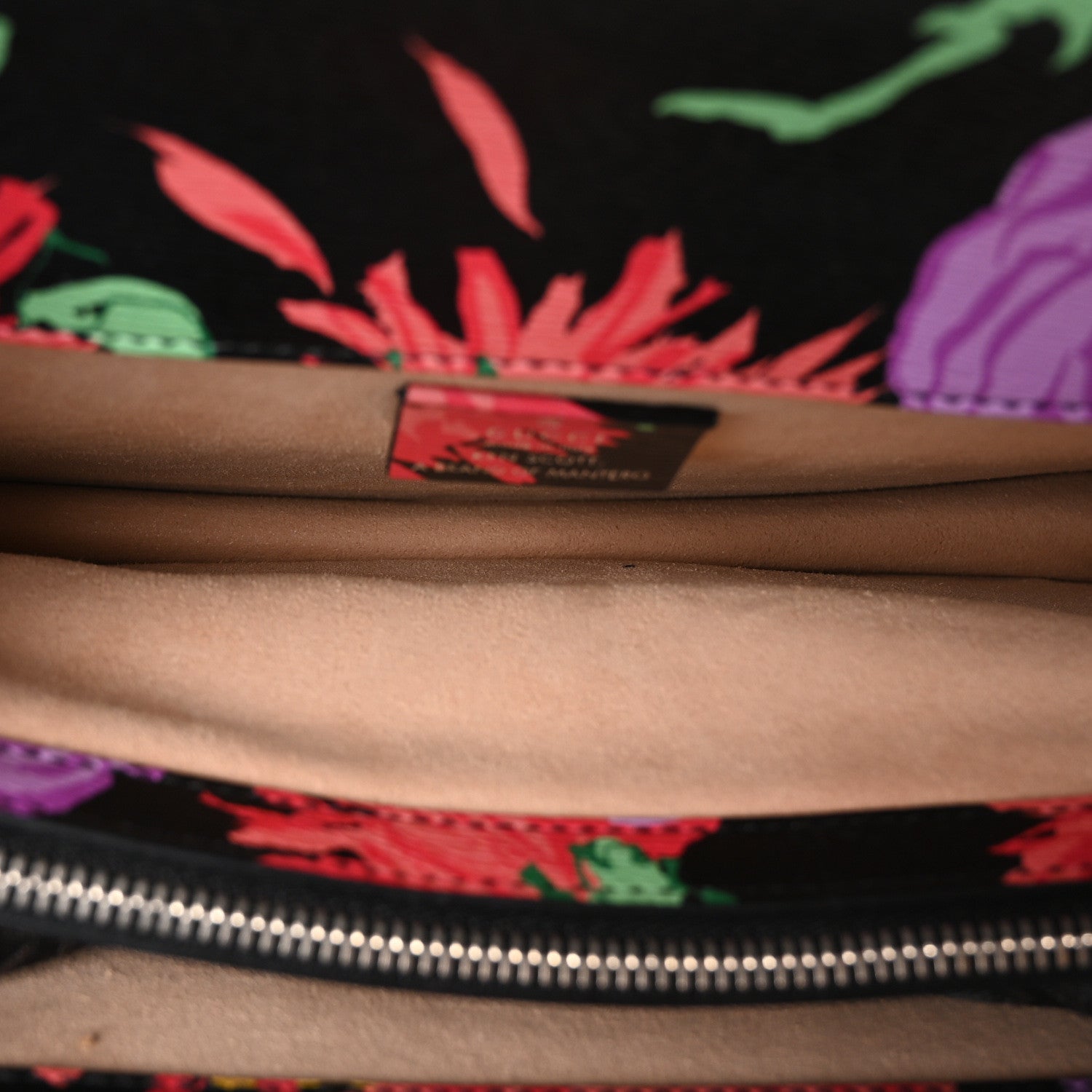 X KEN SCOTT New Shangai Calfskin Jenny Floral Print Small Dionysus Shoulder Bag Black Pink