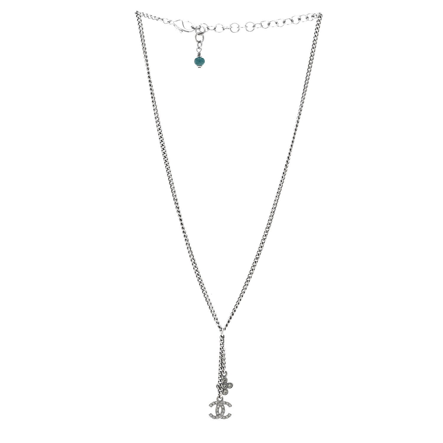 Ruthenium Crystal Flower CC Lariat Necklace