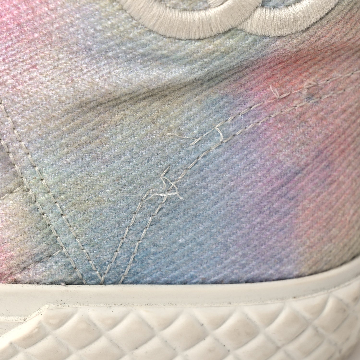 Printed Fabric High Top CC Sneakers 39 Green Pink Blue White