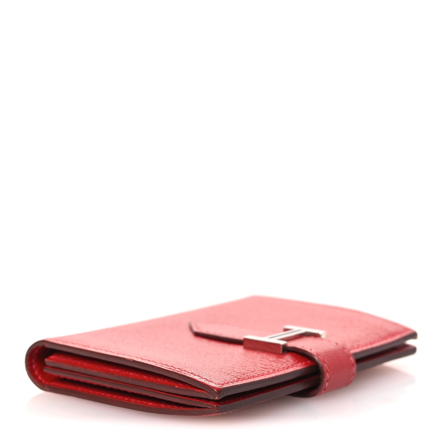Chevre Mysore Bearn Card Holder Wallet Rouge Casaque