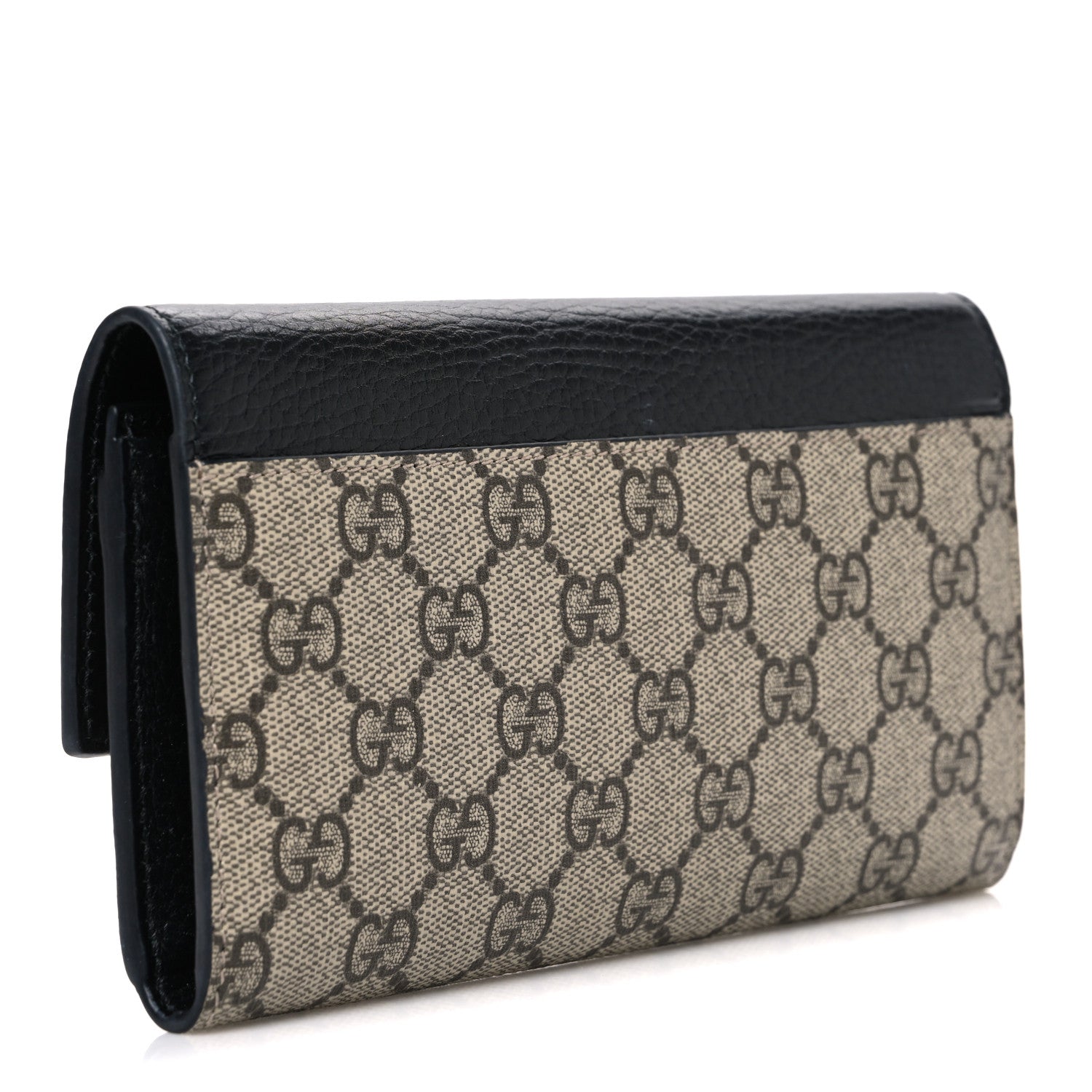 Dollar Calfskin GG Supreme Monogram GG Marmont Continental Wallet Black Beige Ebony