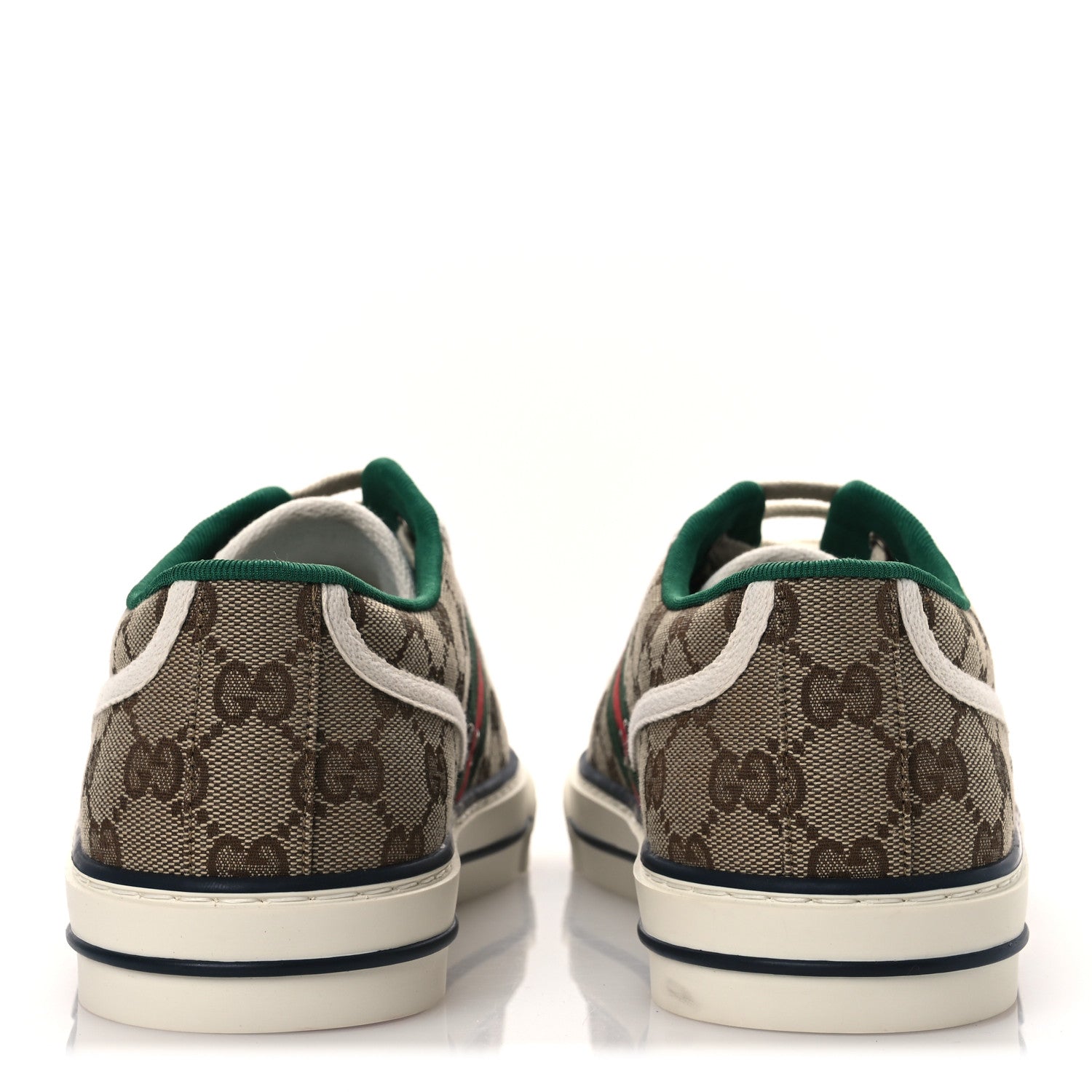 GG Monogram Web Mens 1977 Tennis Sneakers 8.5 Beige Ebony Mystic White Vert