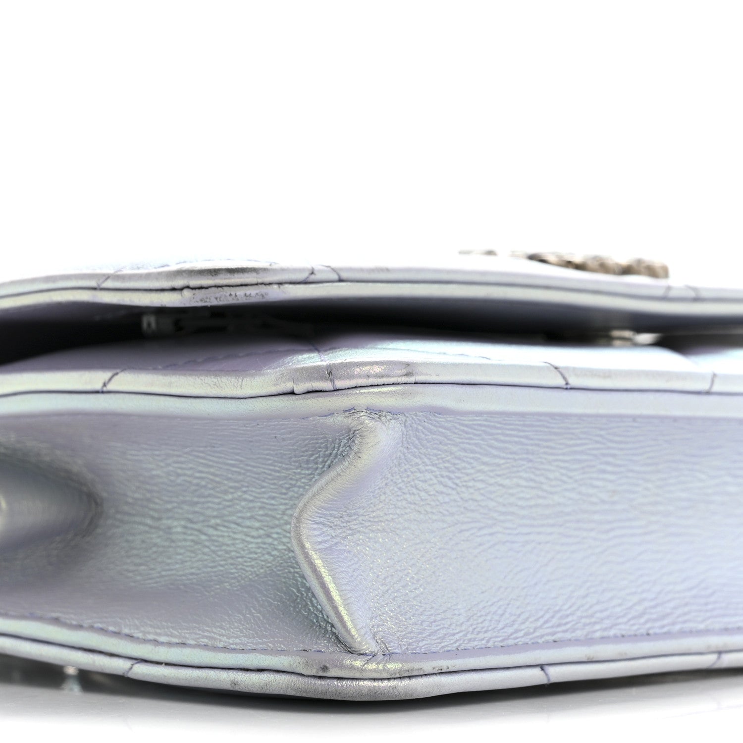 Iridescent Calfskin Quilted Chanel 19 Wallet On Chain WOC Light Purple