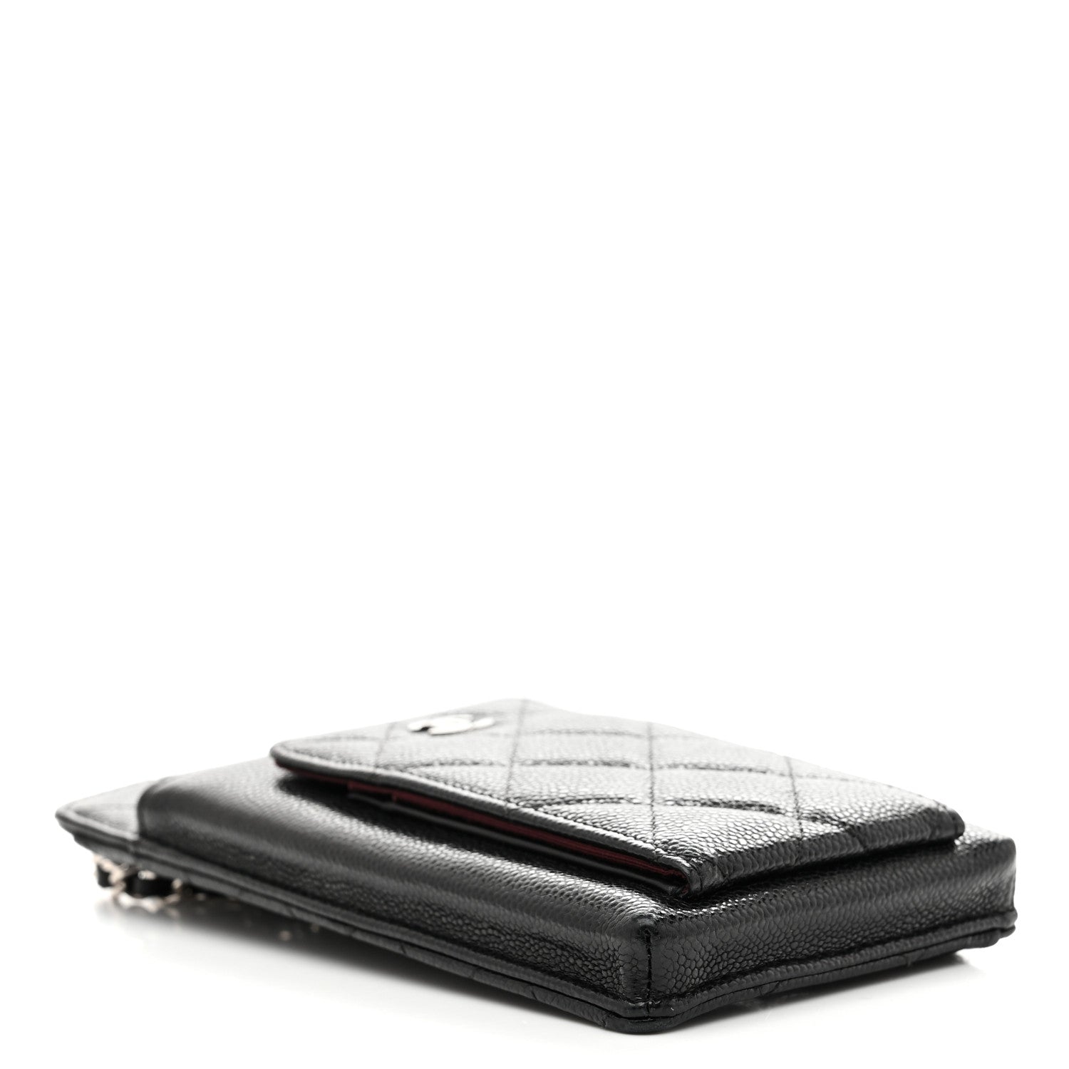 Caviar Quilted Zip Phone Case Black