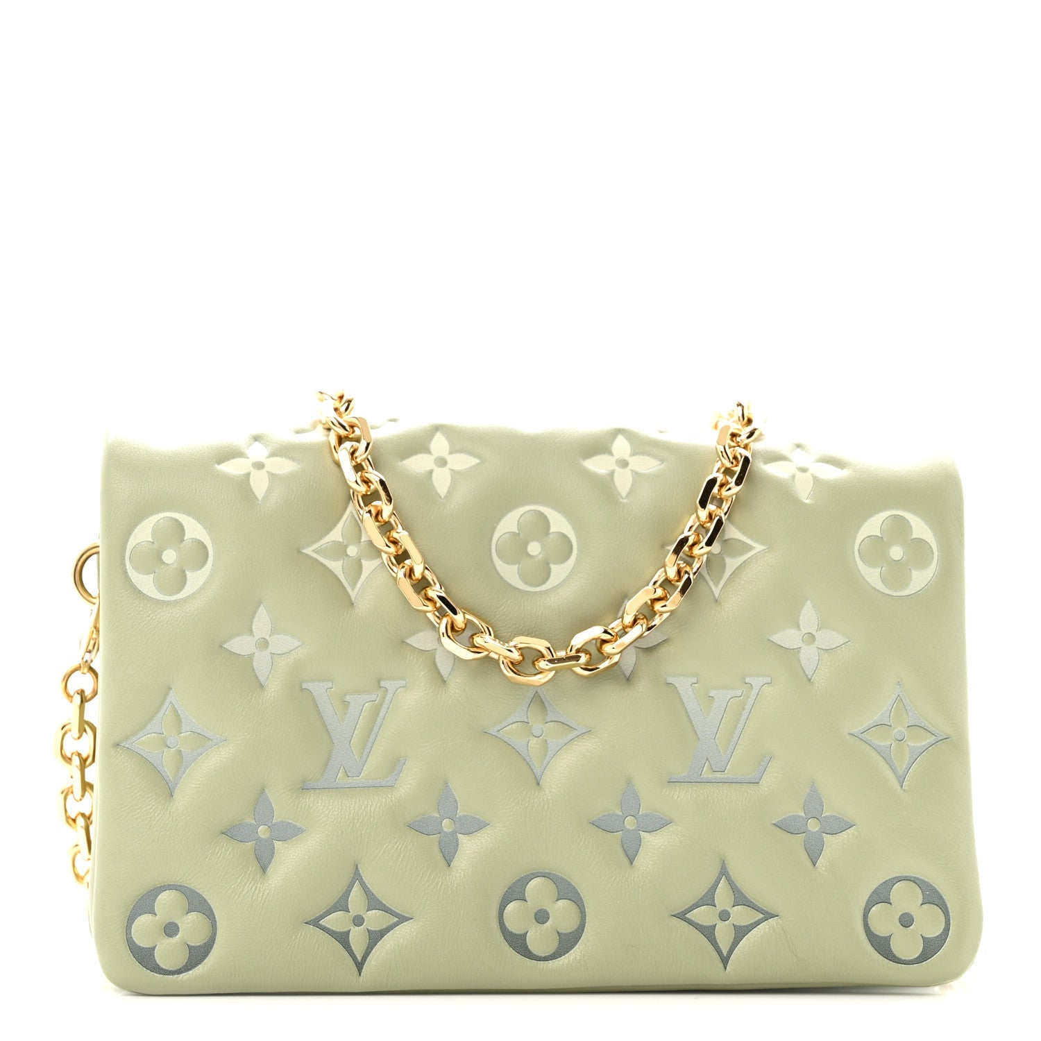 Lambskin Embossed Monogram Pochette Coussin Green