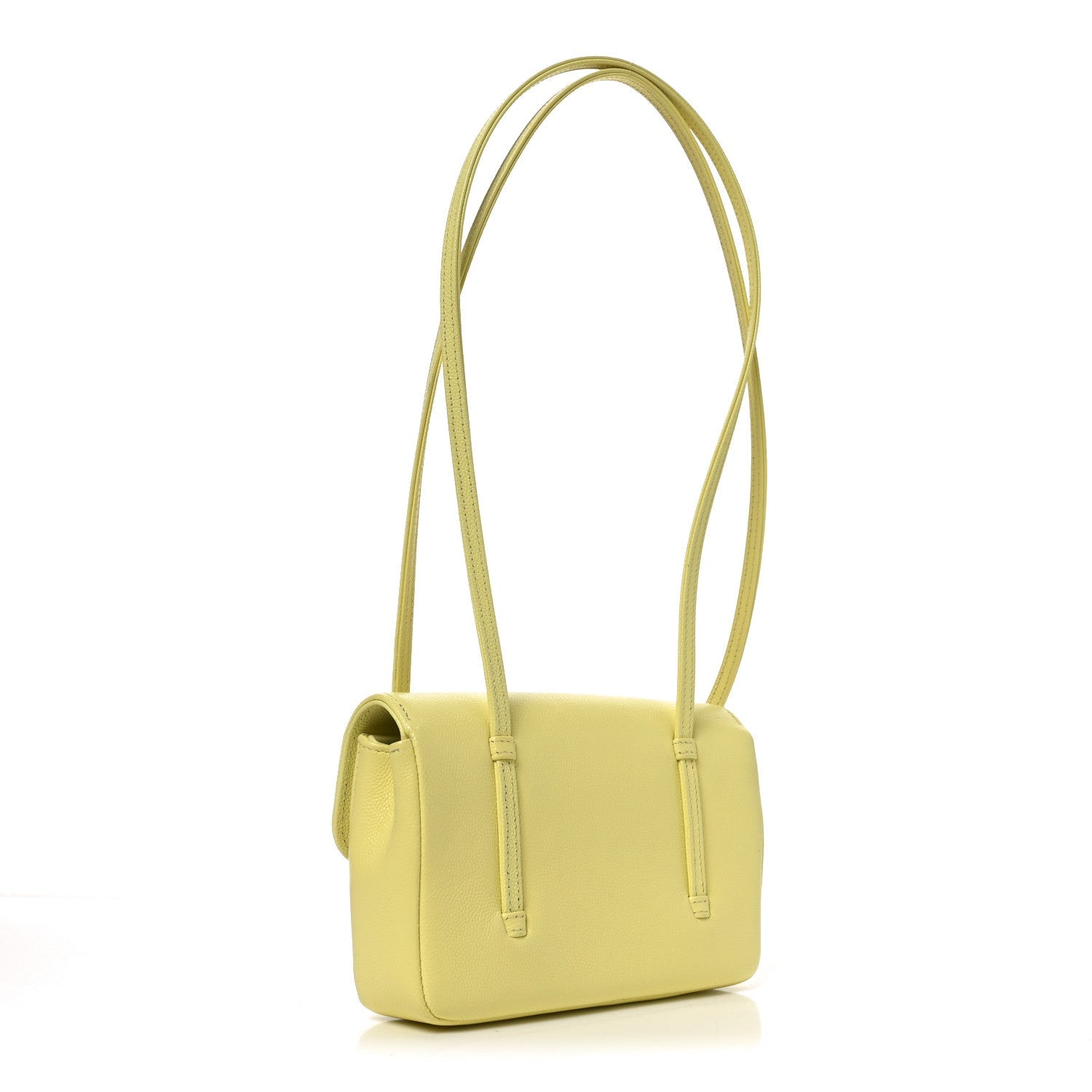 Shiny Caviar Mini Preppy Coco Shoulder Bag Light Yellow