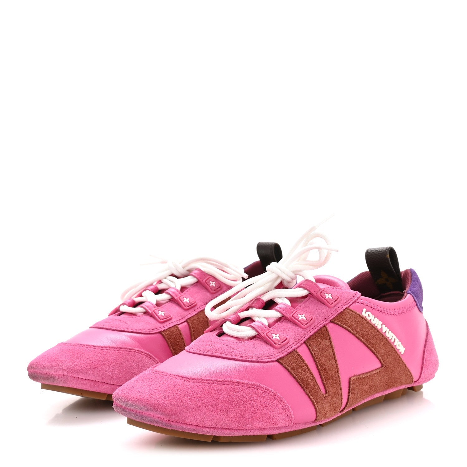 Suede Calfskin LV Sneakerina Sneakers 37 Fuchsia Pink