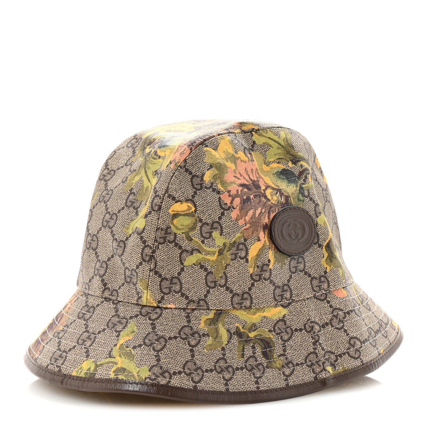 GG Supreme Monogram Azalea Calfskin Dusty Carnation Retro Interlocking G Bucket Hat S Beige Ebony Multicolor