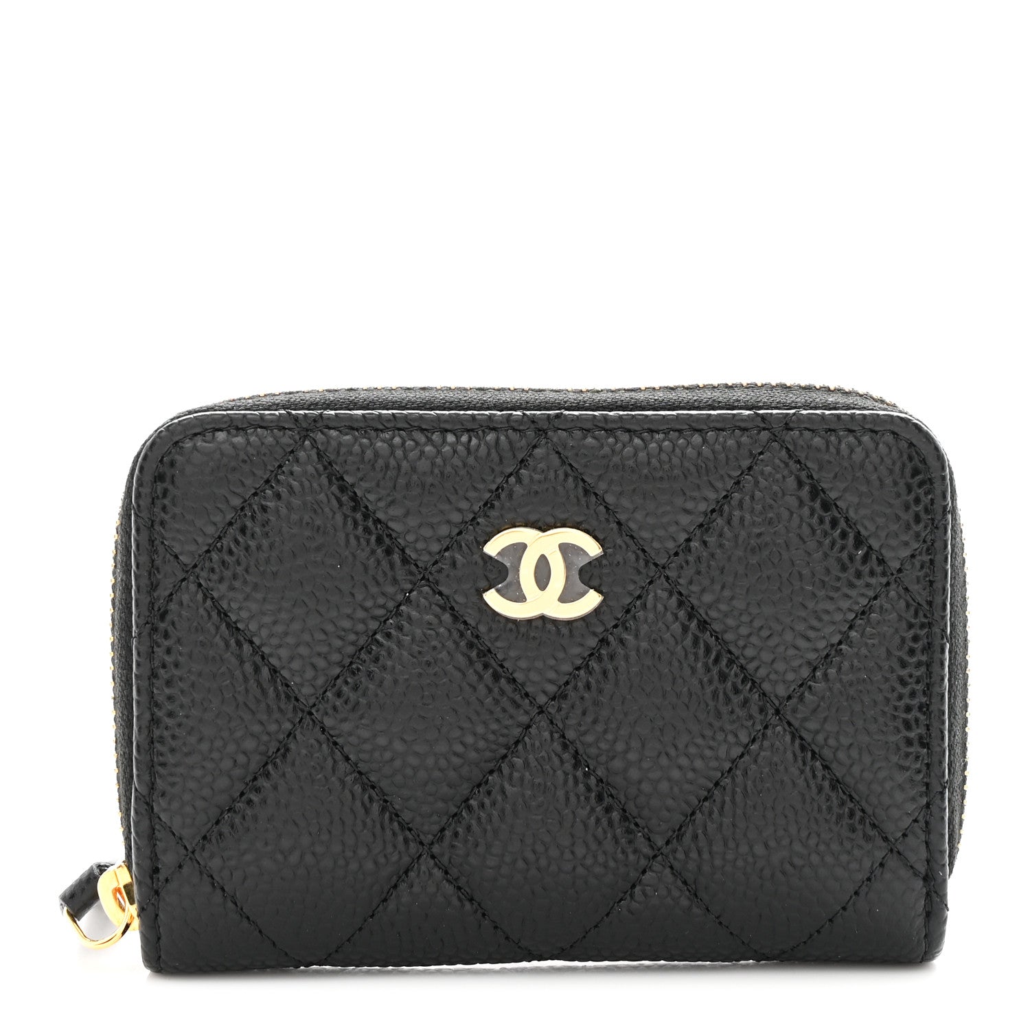 Caviar Quilted Zip Coin Purse Black