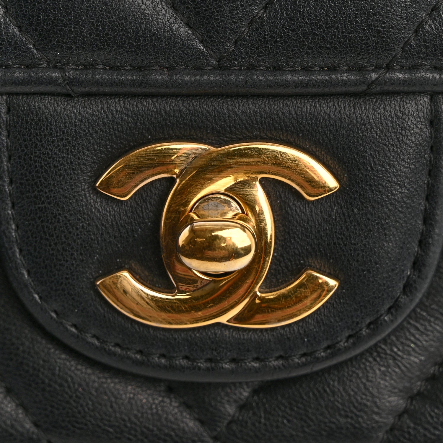 Lambskin Chevron Quilted Mini Rectangular Flap Black