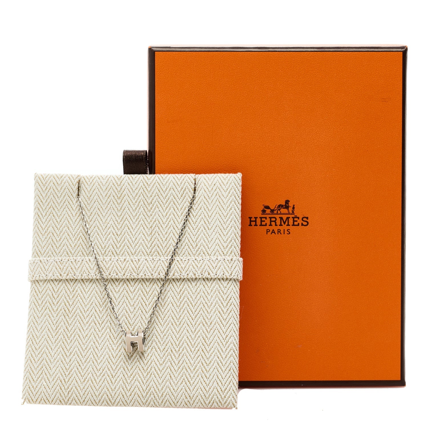 Palladium Mini Pop H Pendant Necklace Marron Glace