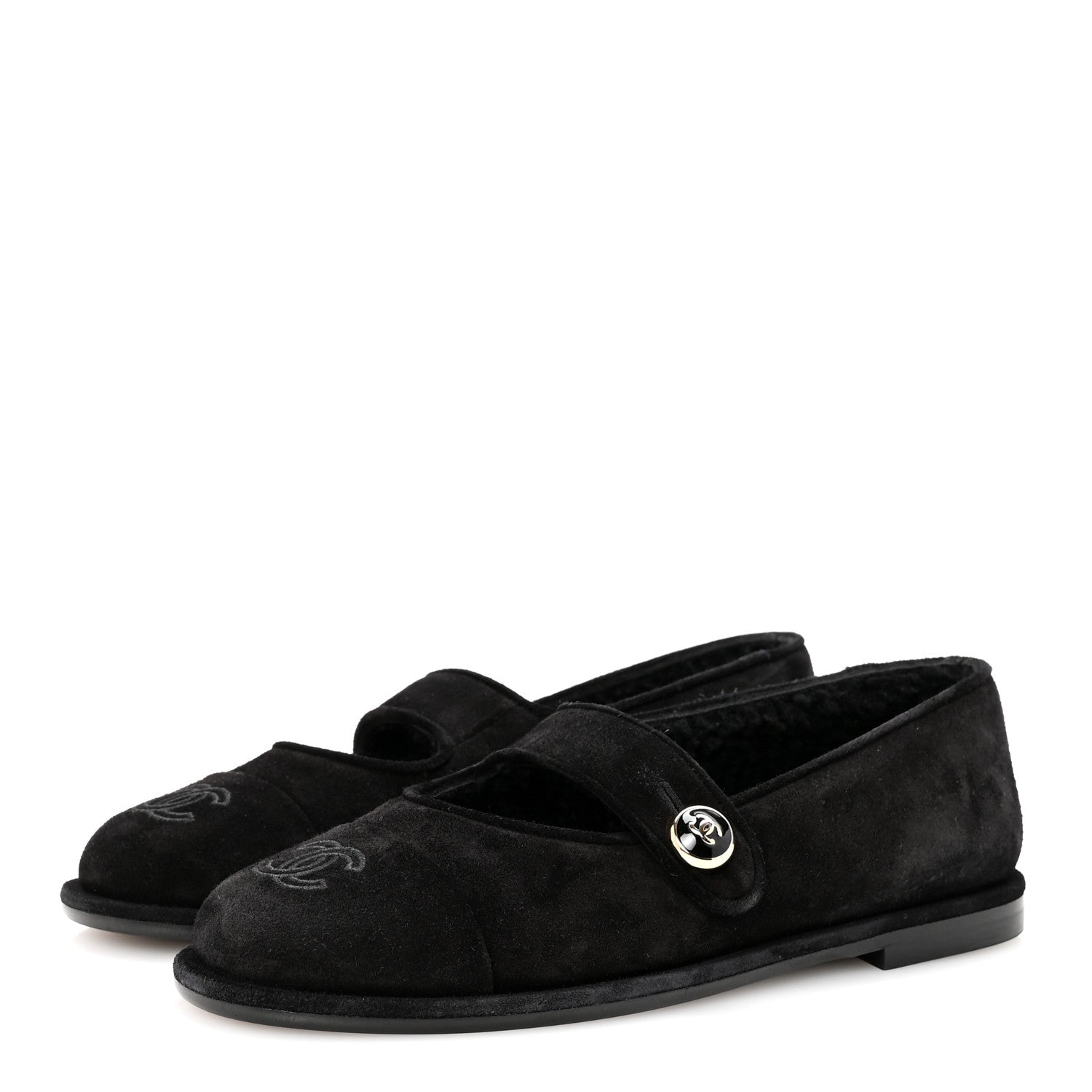 Suede Cap Toe CC Mary Jane Flats 37 Black