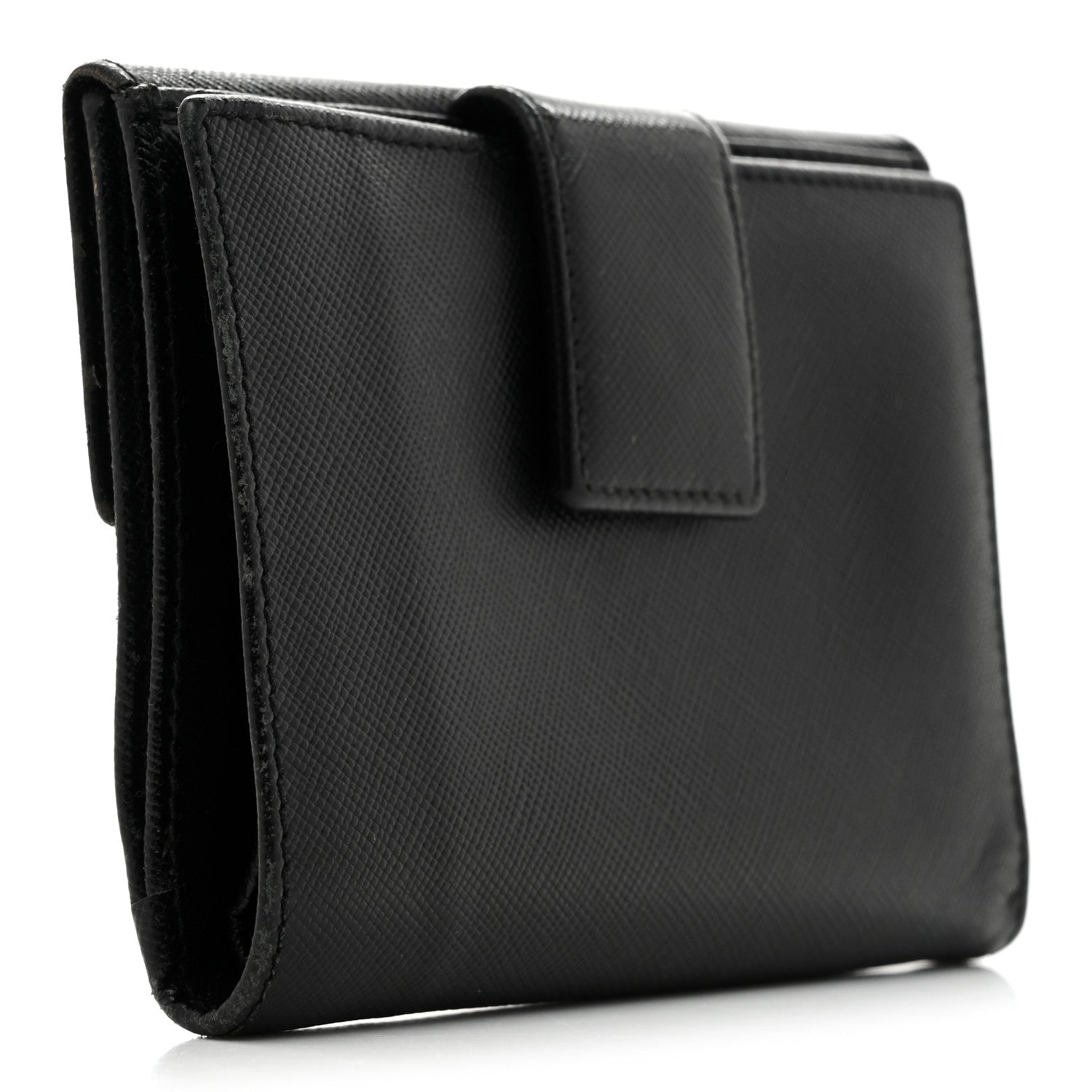 Saffiano Metal Tri-Fold Wallet Black