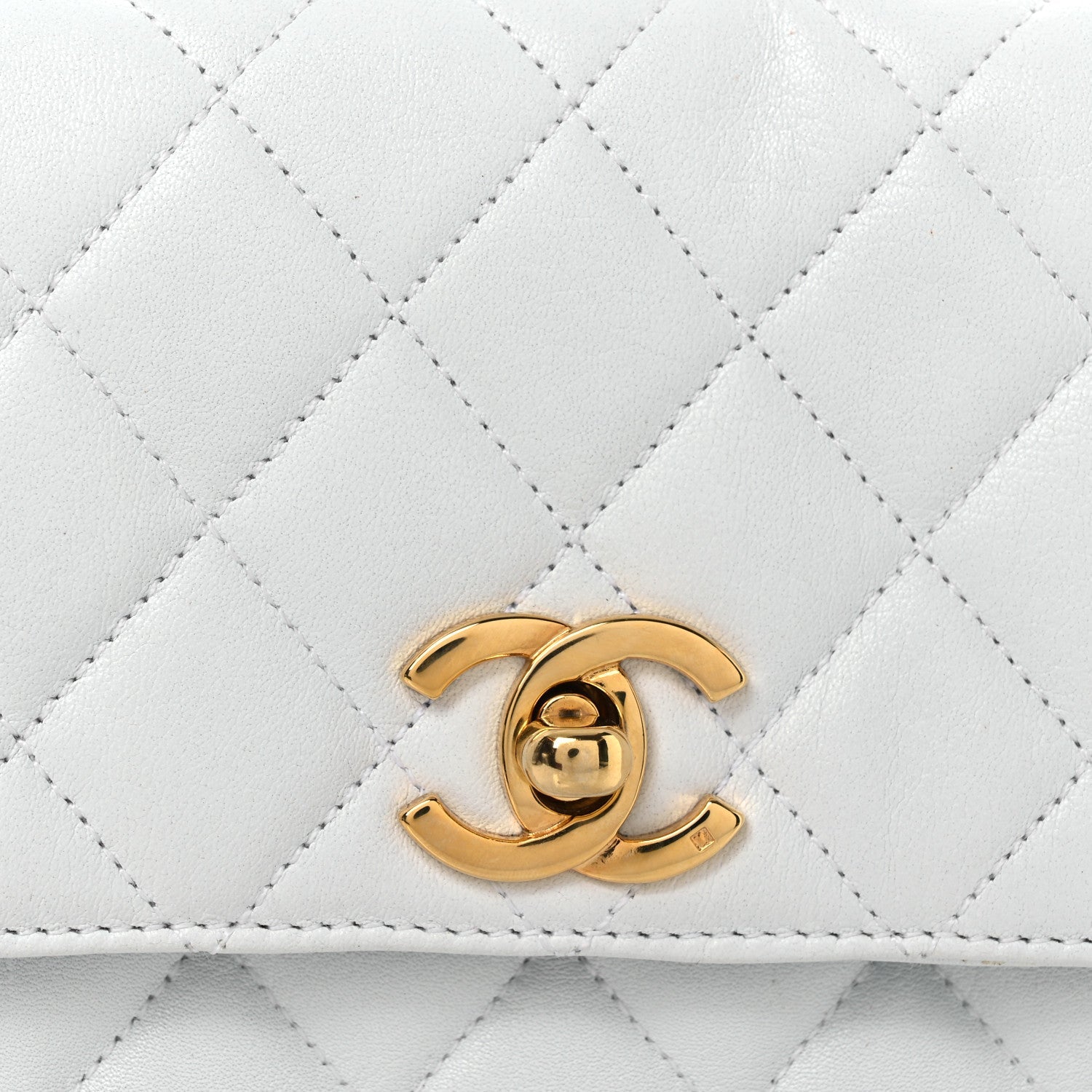 Lambskin Quilted Flap Waist Belt Bag 75 30 White