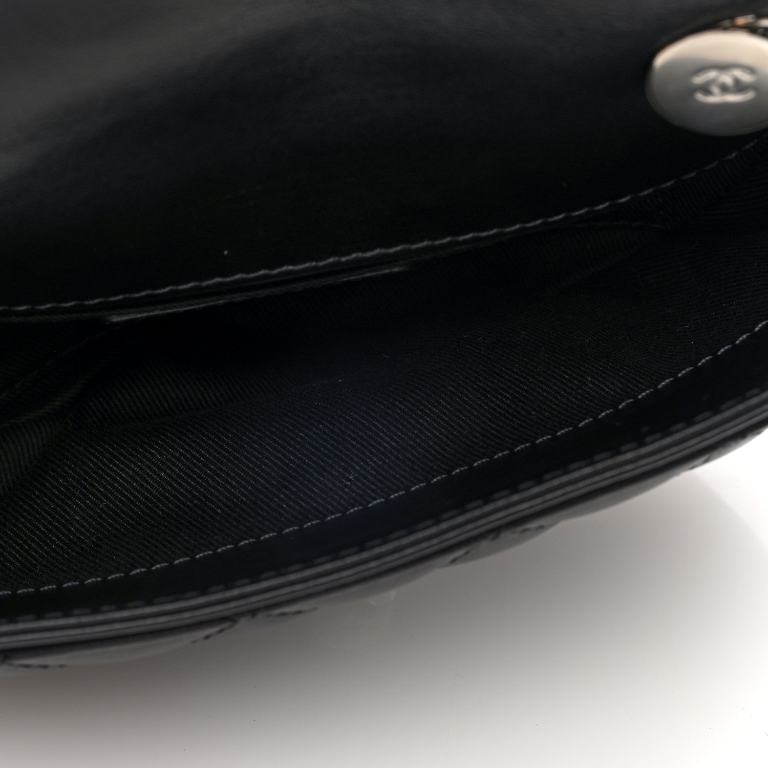 Calfskin Quilted CC Uniform Flap Belt Bag Black