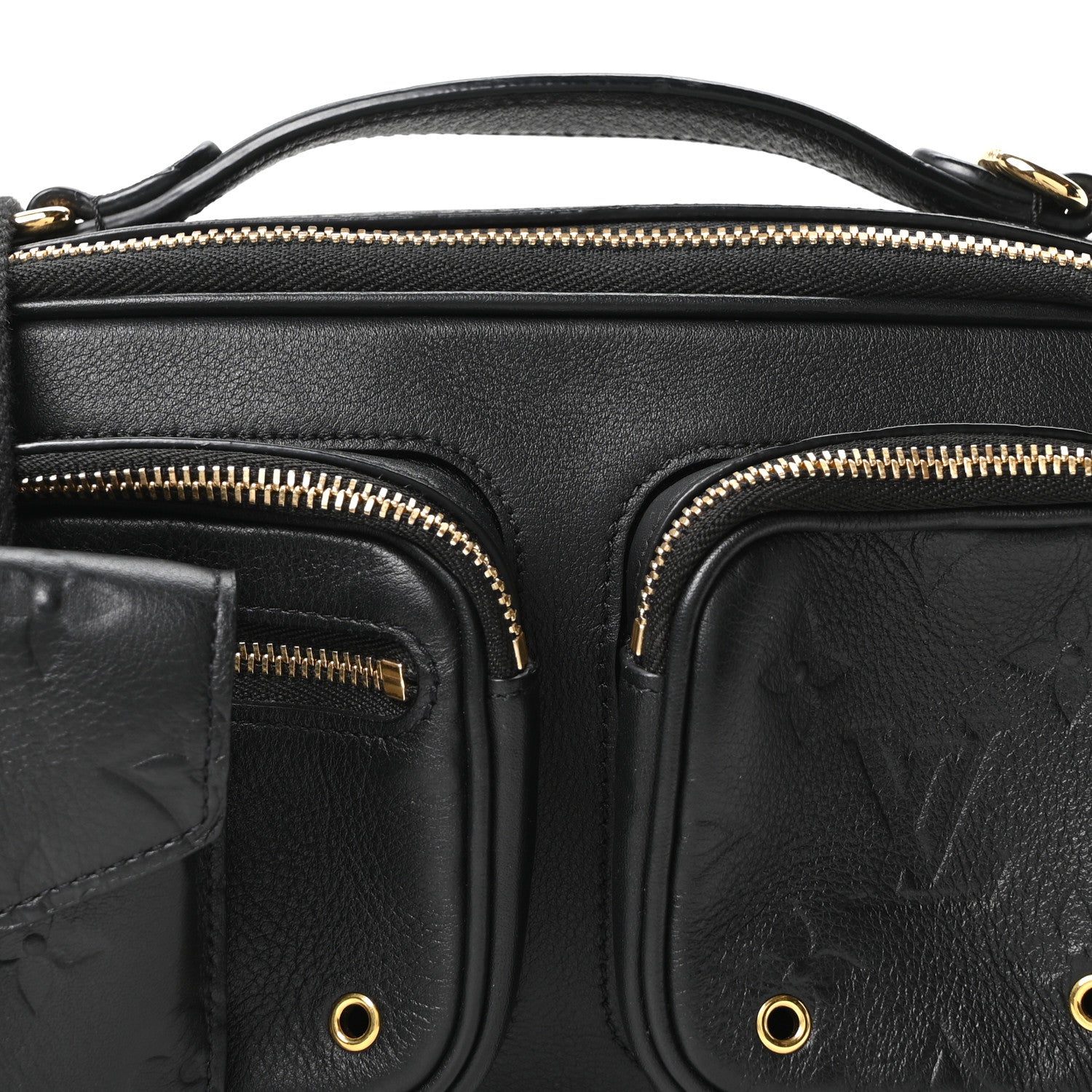 Calfskin Monogram Embossed Utility Crossbody Black