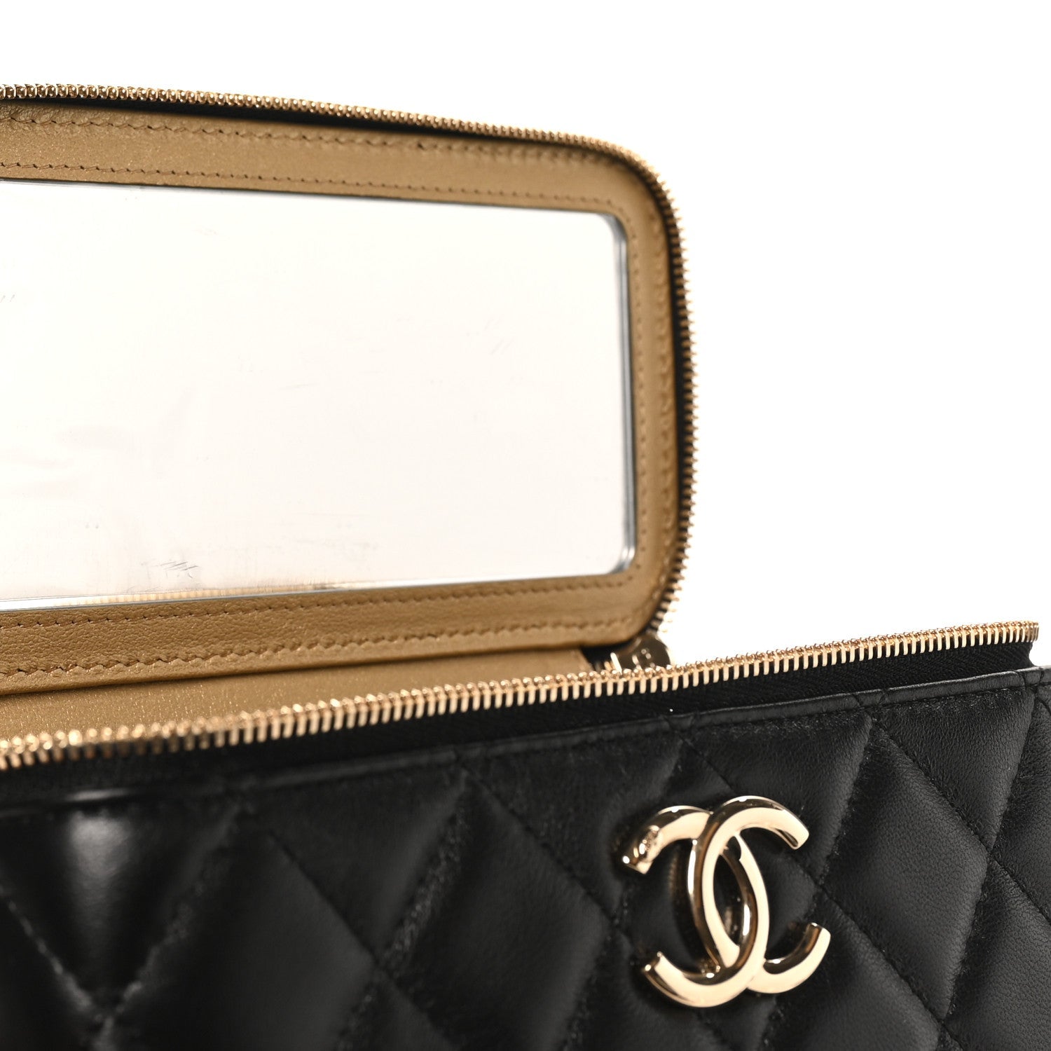 Lambskin Quilted Small CC Vanity Case Black