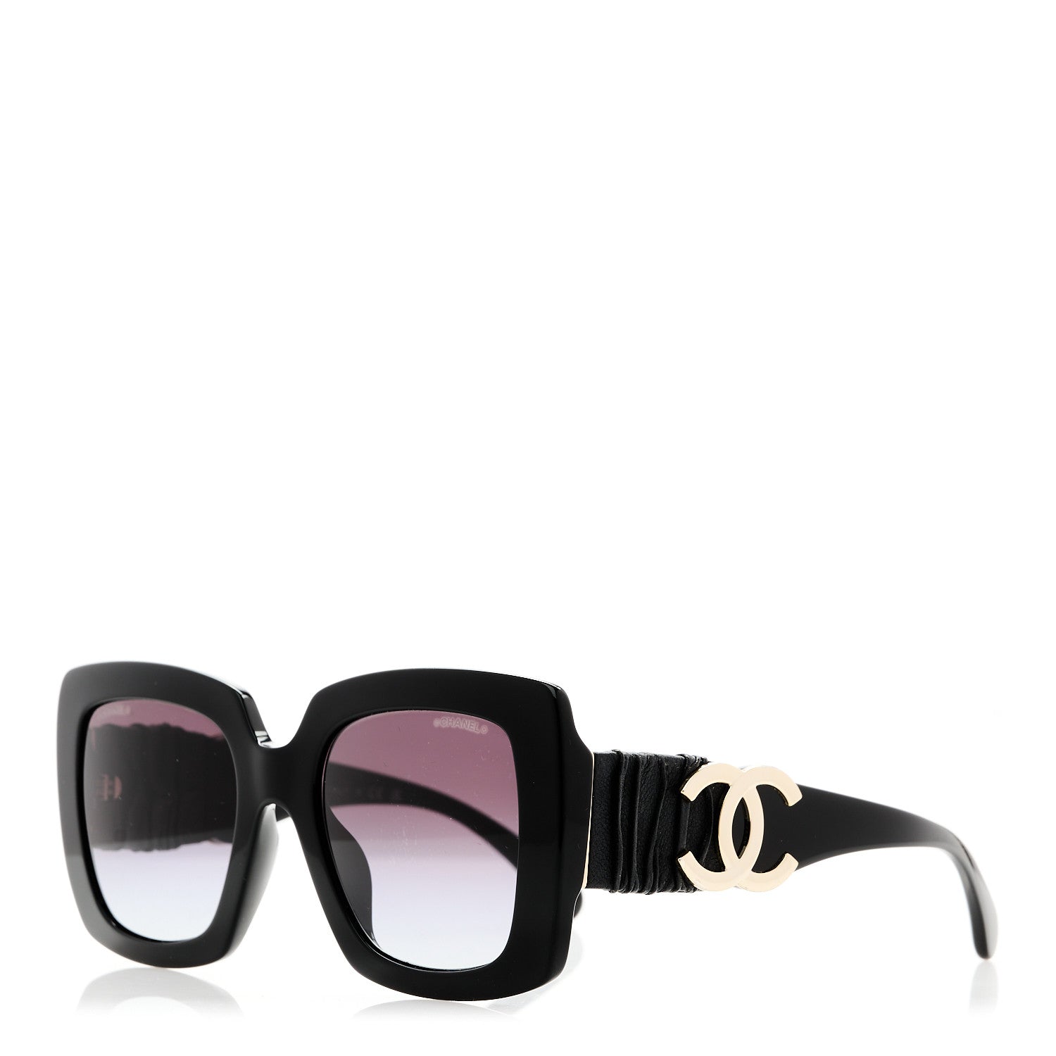 Acetate Calfskin Square Sunglasses 5474-Q-A Black
