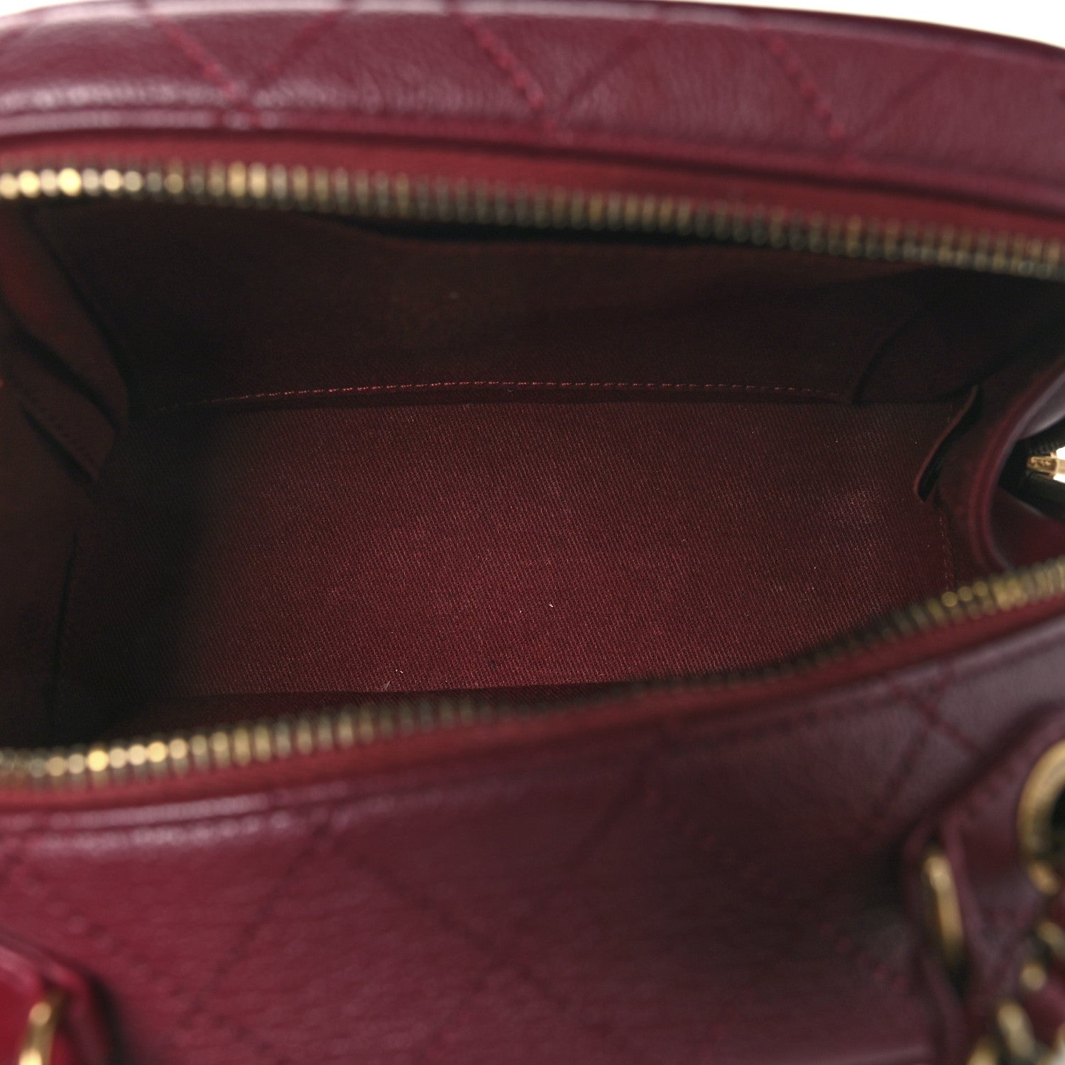 Shiny Calfskin Goatskin Quilted Small Coco Curve Vanity Burgundy
