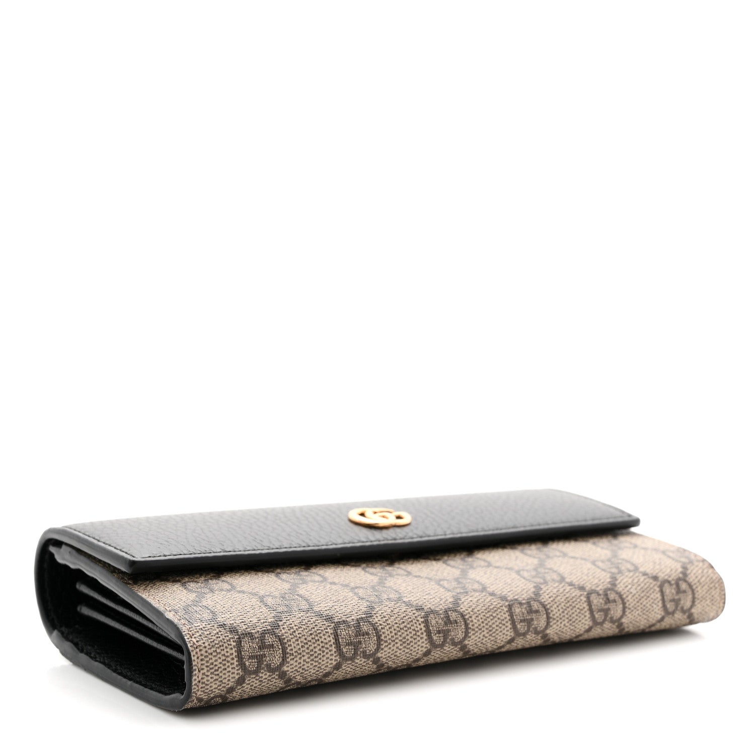 Dollar Calfskin GG Supreme Monogram GG Marmont Continental Wallet Black Beige Ebony