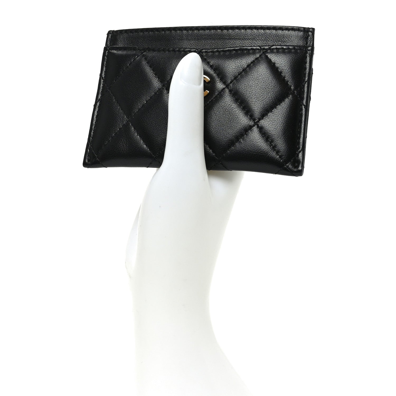 Lambskin Quilted Card Holder Black