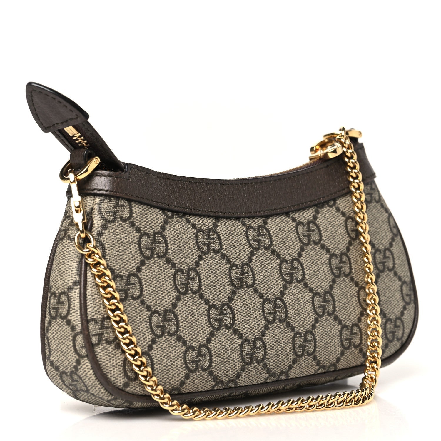GG Supreme Monogram Textured Dollar Calfskin Mini Ophidia Chain Bag Beige Ebony