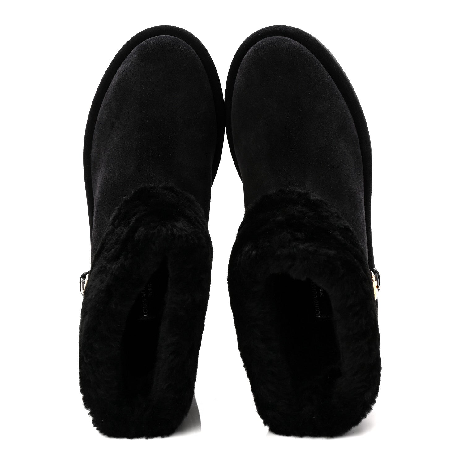 Suede Calfskin Shearling Aspen Platform Ankle Boots 37 Black