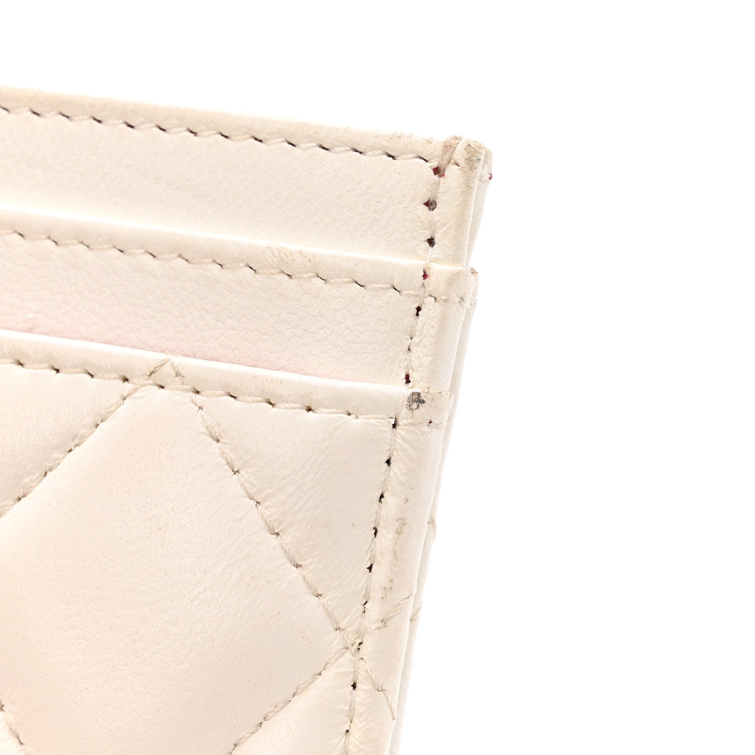 Lambskin Plexiglass Quilted Coco Love Card Holder White