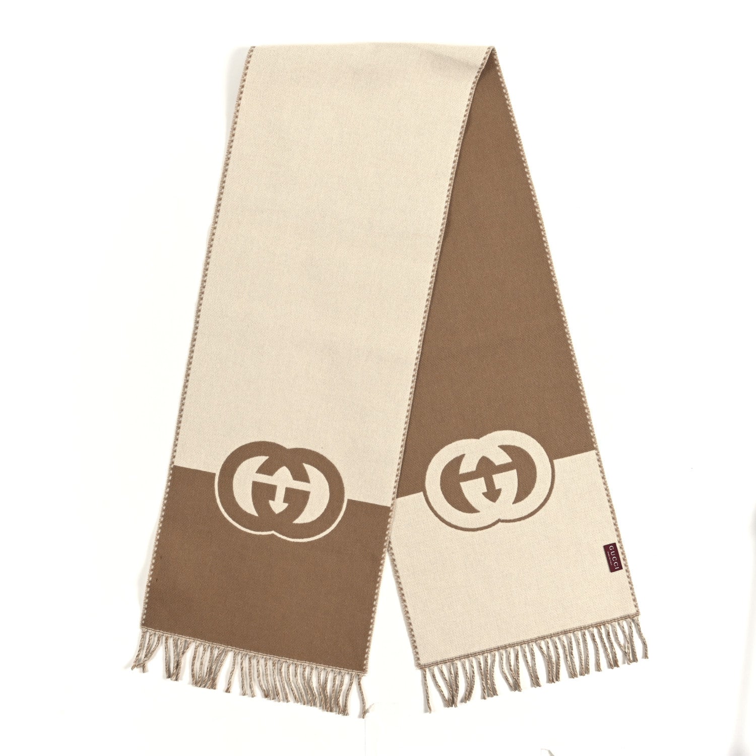 Wool Cashmere Interlocking G Scarf Ivory Beige