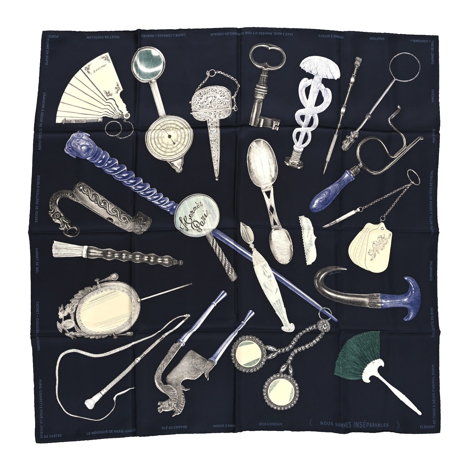 Silk Nous Sommes Inseparables Scarf 90 Caban Anthracite Creme