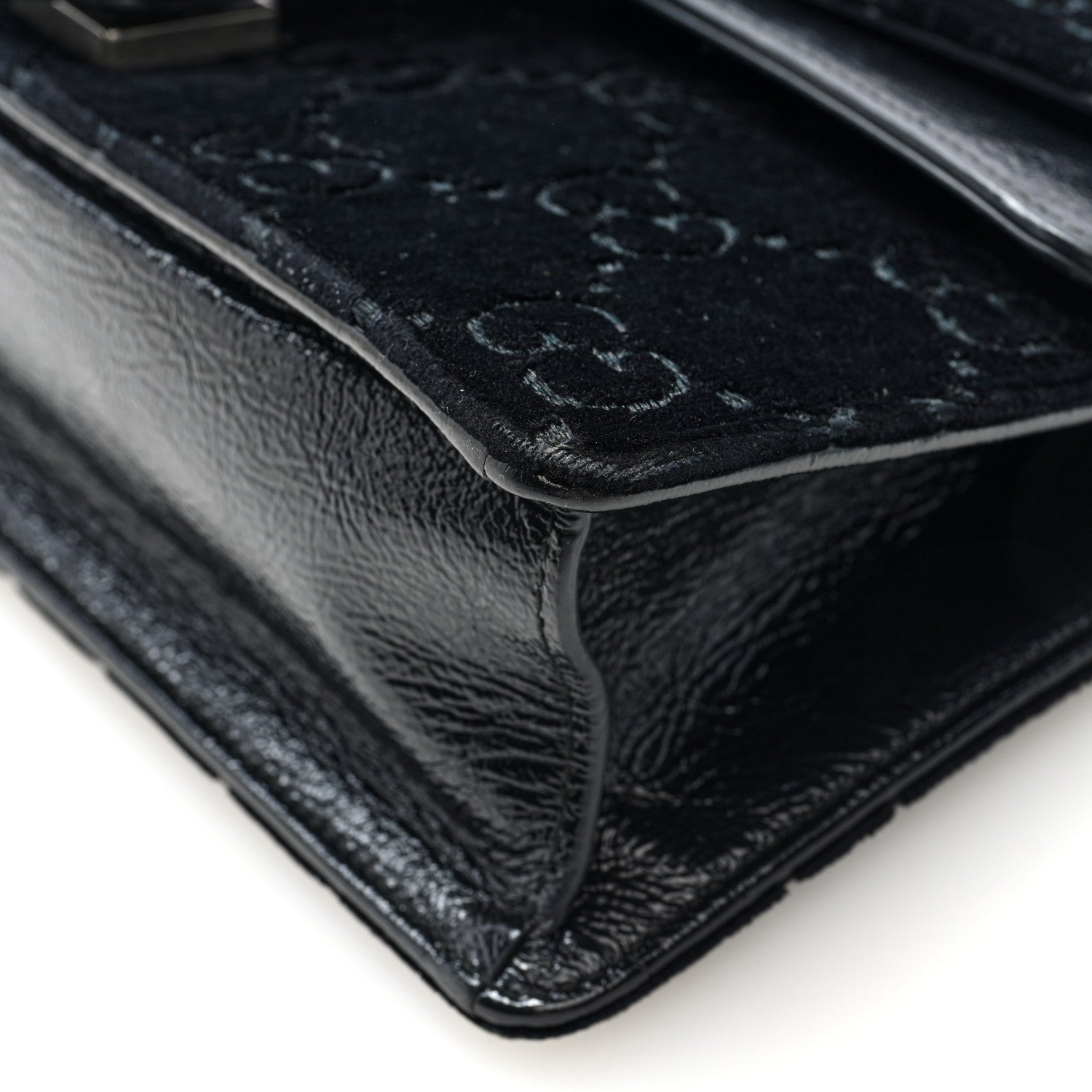 Velvet Skipper Crystal GG Monogram Small Dionysus Shoulder Bag Black Black Diamond