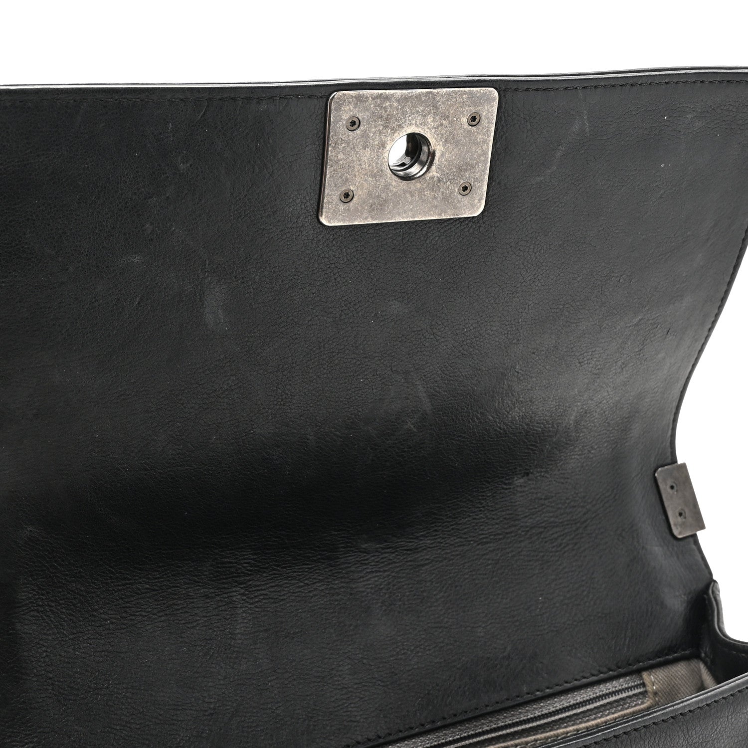 Calfskin Crystal Embossed Medium Boy Flap Black