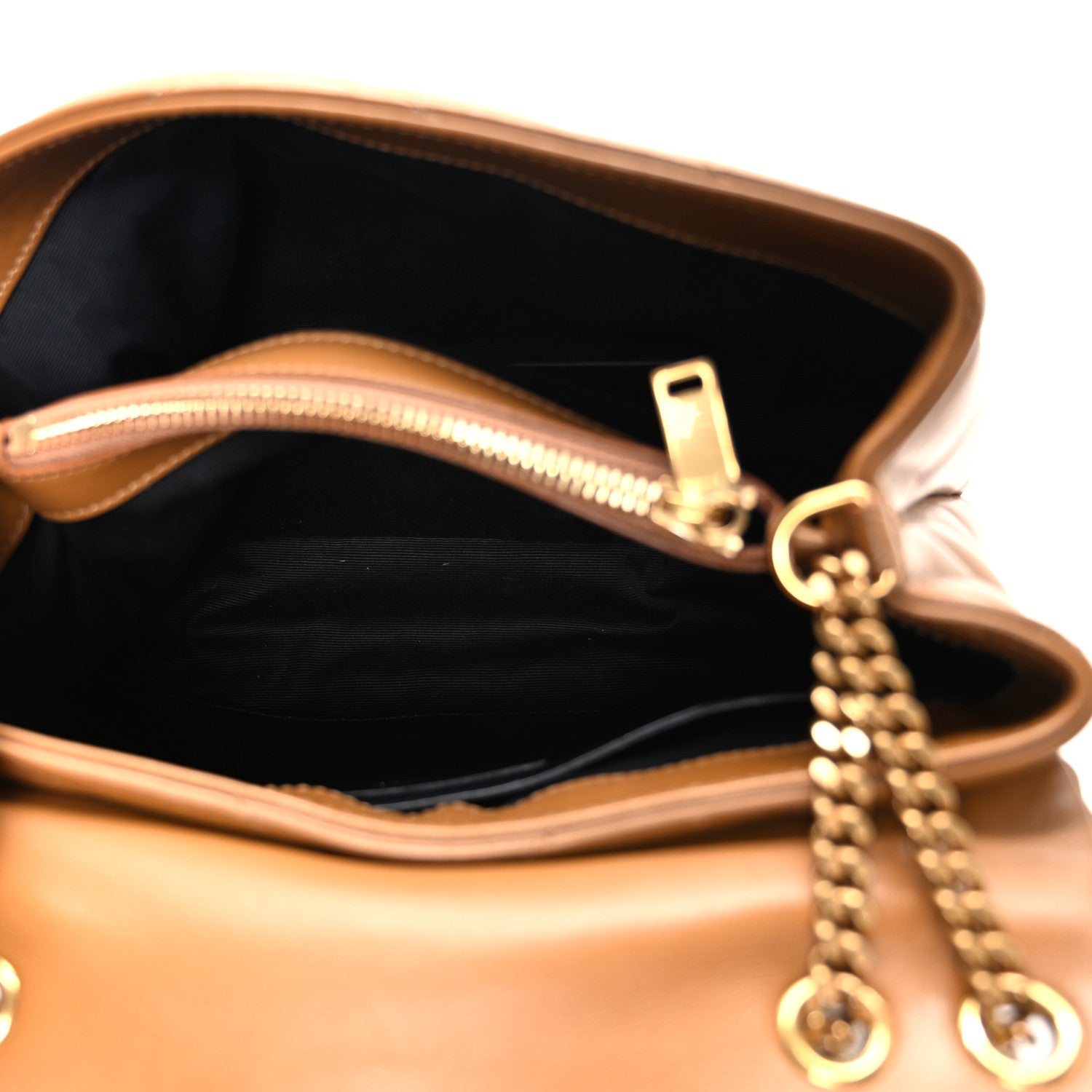 Calfskin Y Quilted Monogram Small Loulou Chain Satchel Dark Natural