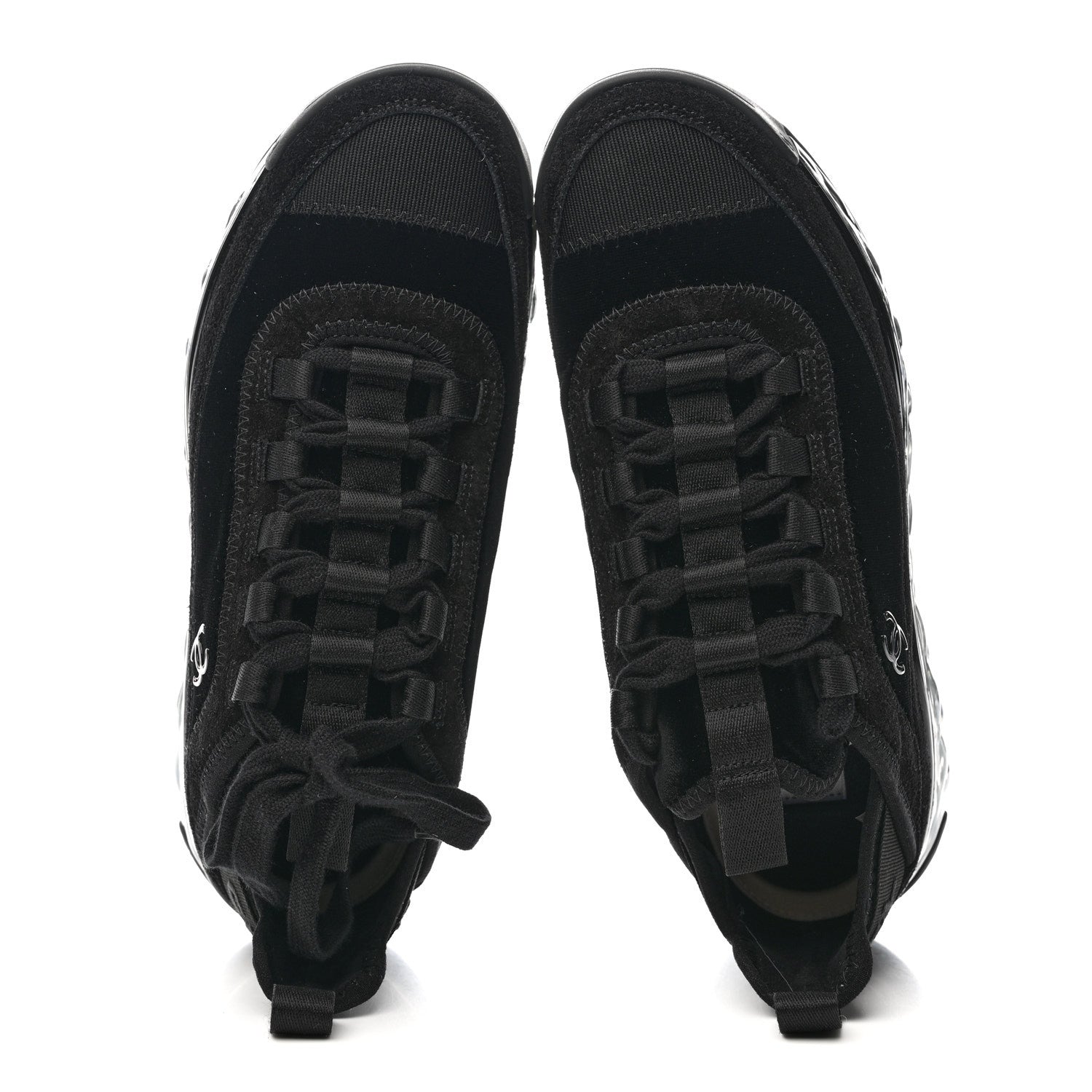 Suede Calfskin Velvet Grosgrain CC Sneakers 35.5 Black