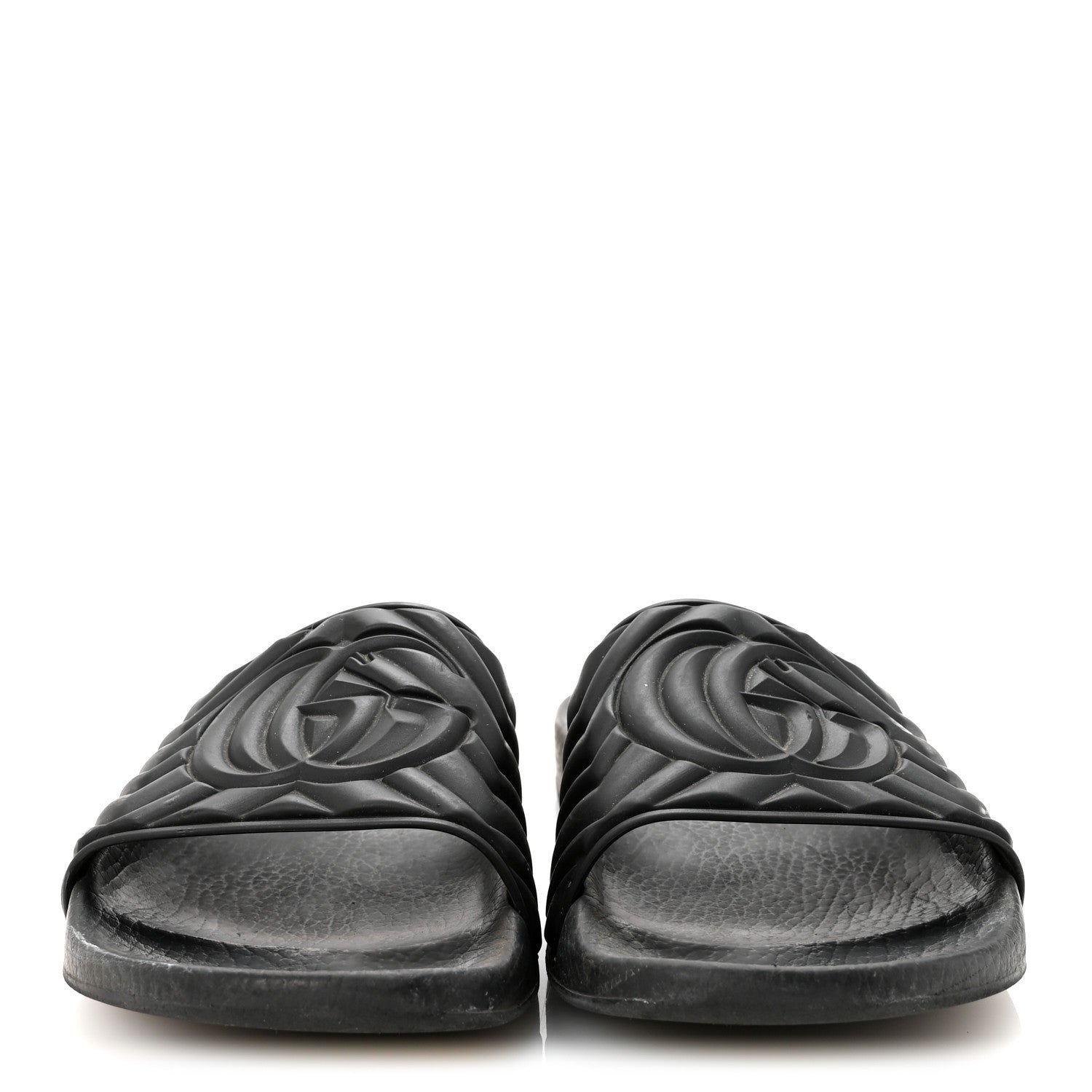 Rubber Matelasse Womens Slide Sandals 40 Black
